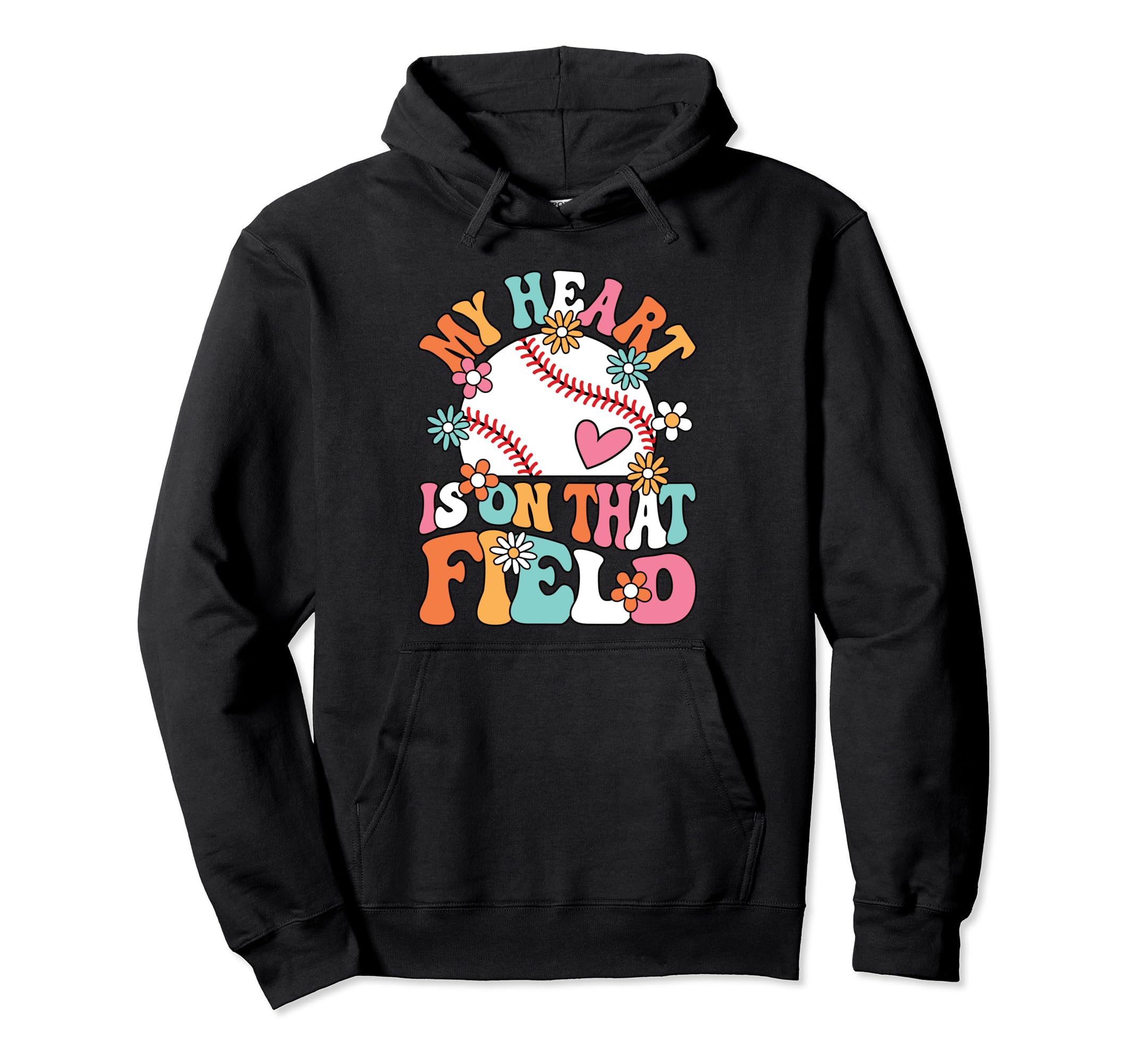 My Heart Is That Field Baseball Mom Grandma Hoodie - Unique Graphic Unisex - T-Shirt, Sweatshirt, Hoodie