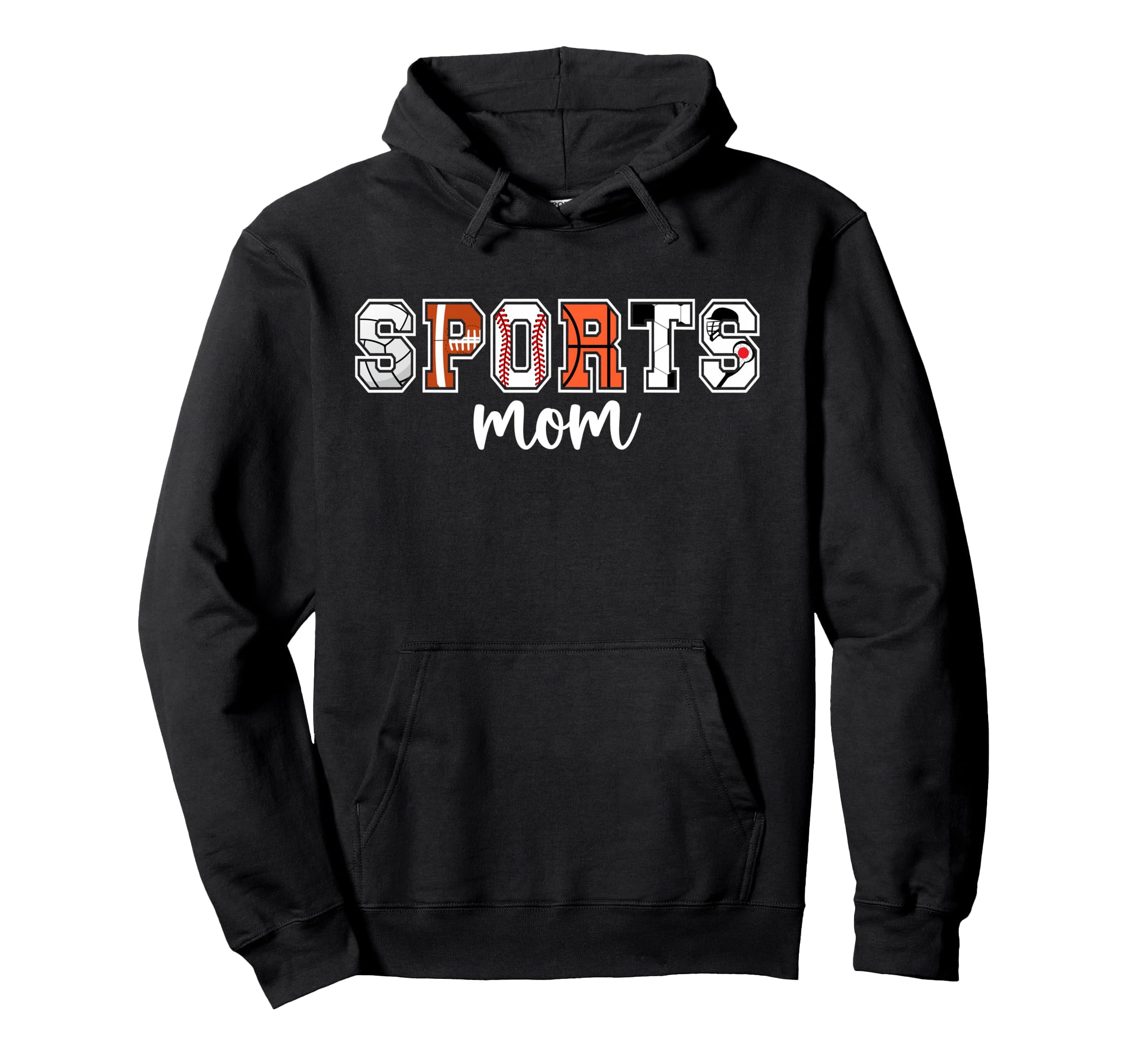 Sports Mom Mothers Day Black Sport Mom Hoodie - Custom Art Print Men Women - T-Shirt, Sweatshirt, Hoodie