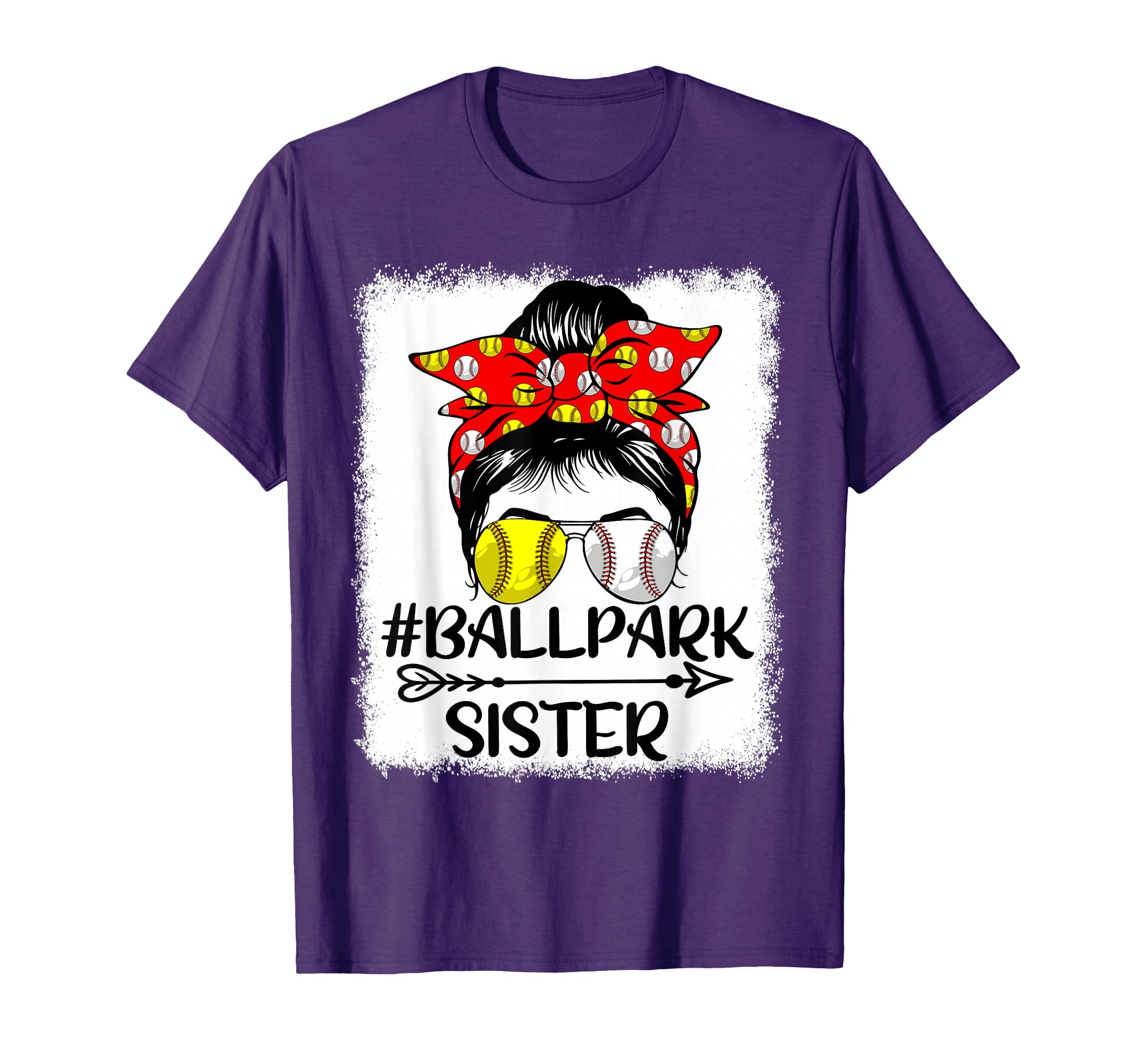 Messy Bun Hair Ballpark Sister T-Shirt - Minimalist Print for Adults - T-Shirt, Sweatshirt, Hoodie