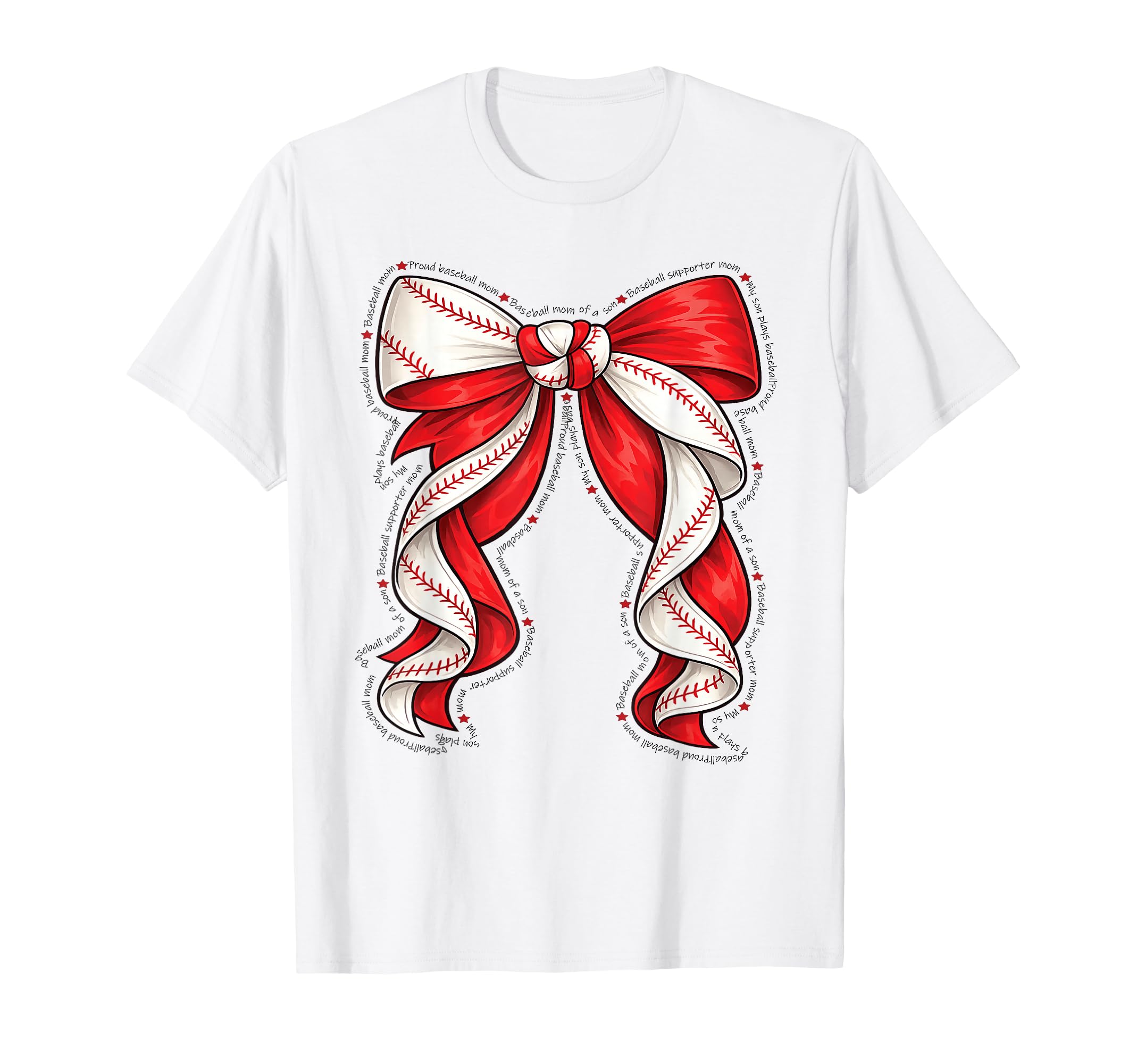 Baseball Mama Bow Baseball Support Mom T-Shirt - Unique Graphic for Adults - T-Shirt, Sweatshirt, Hoodie