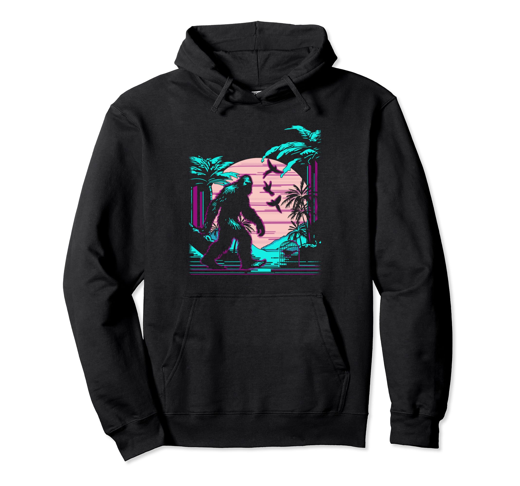 Bigfoot Vaporwave Aesthetic 90S Hoodie - Graphic Print for Adults - T-Shirt, Sweatshirt, Hoodie