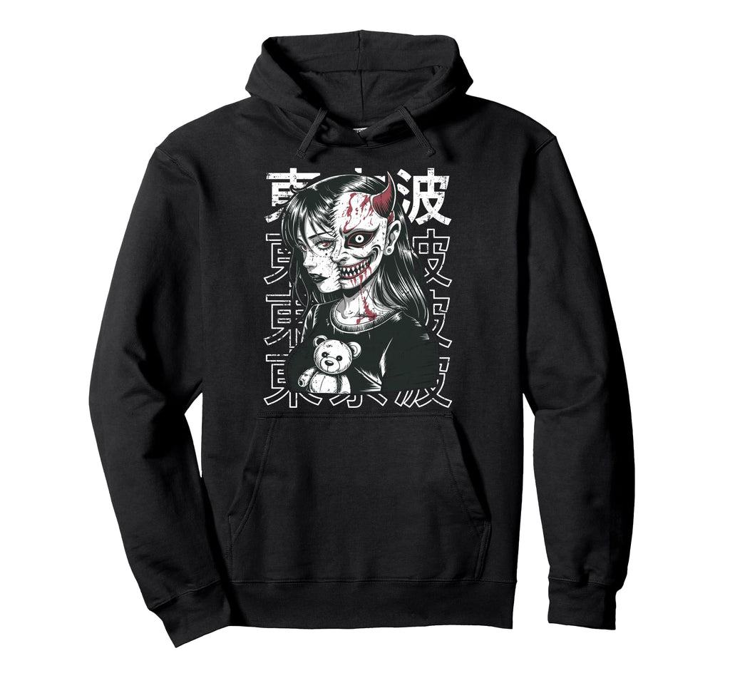 Japanese Goth Hannya Oni Mask Japan Hoodie - Aesthetic Graphic for Adults - T-Shirt, Sweatshirt, Hoodie