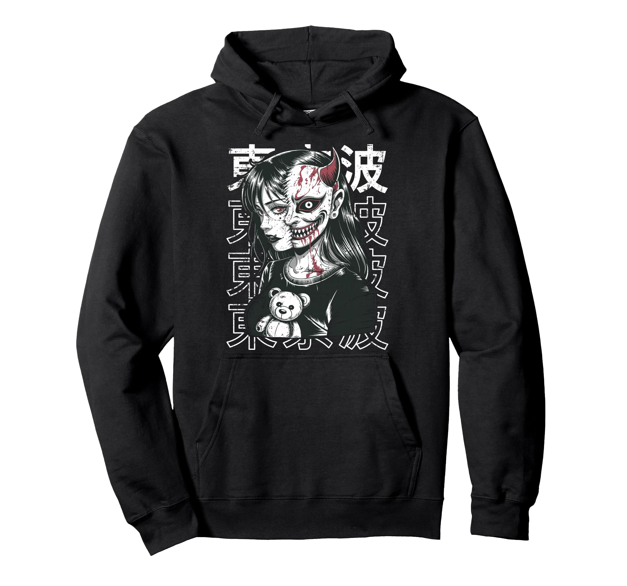 Japanese Goth Hannya Oni Mask Japan Hoodie - Aesthetic Graphic for Adults - T-Shirt, Sweatshirt, Hoodie