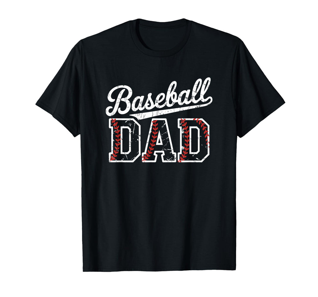 Baseball Dad Distressed Varsity T-Shirt - Fun Novelty Design Men Women - T-Shirt, Sweatshirt, Hoodie