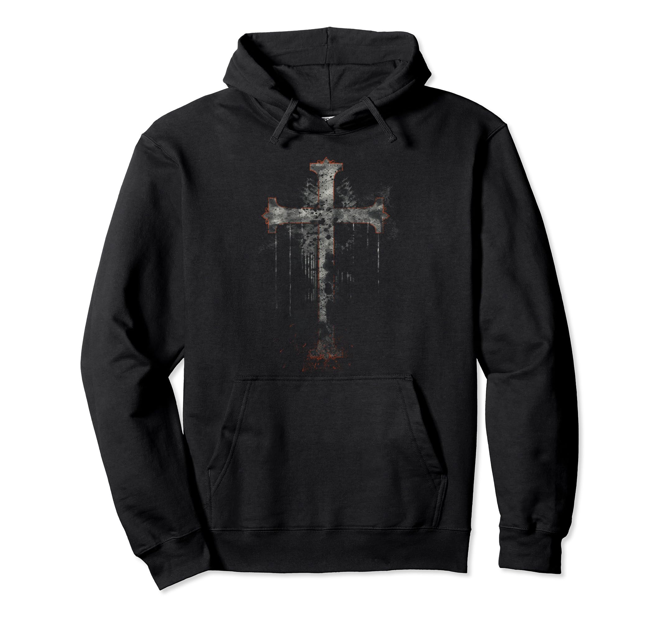Cross Distressed 90S Goth Grunge Vibes Hoodie - Streetwear Style Unisex - T-Shirt, Sweatshirt, Hoodie