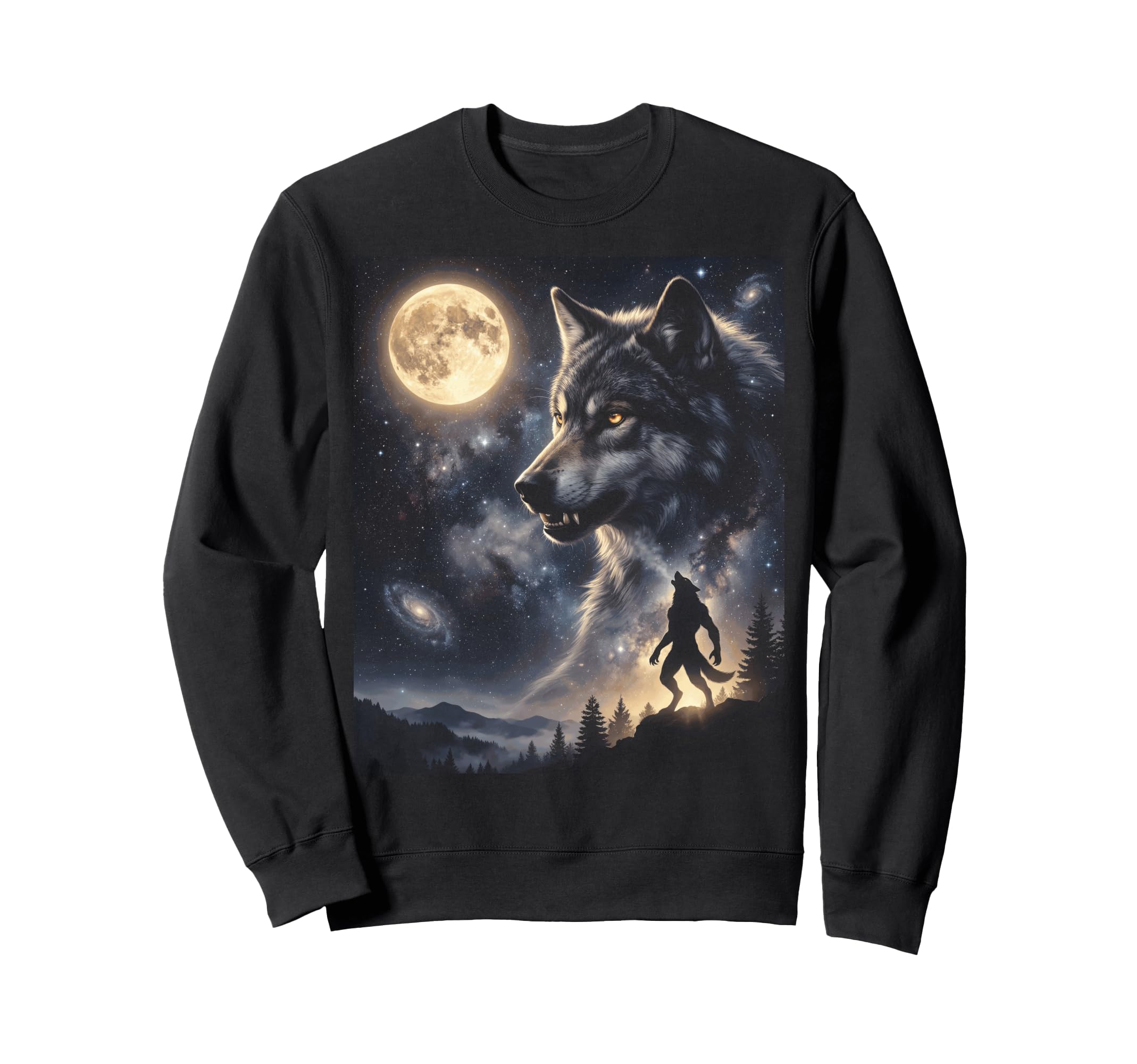 Werewolf Art Celestial Moon Sweatshirt - Casual Everyday Wear Men Women - T-Shirt, Sweatshirt, Hoodie
