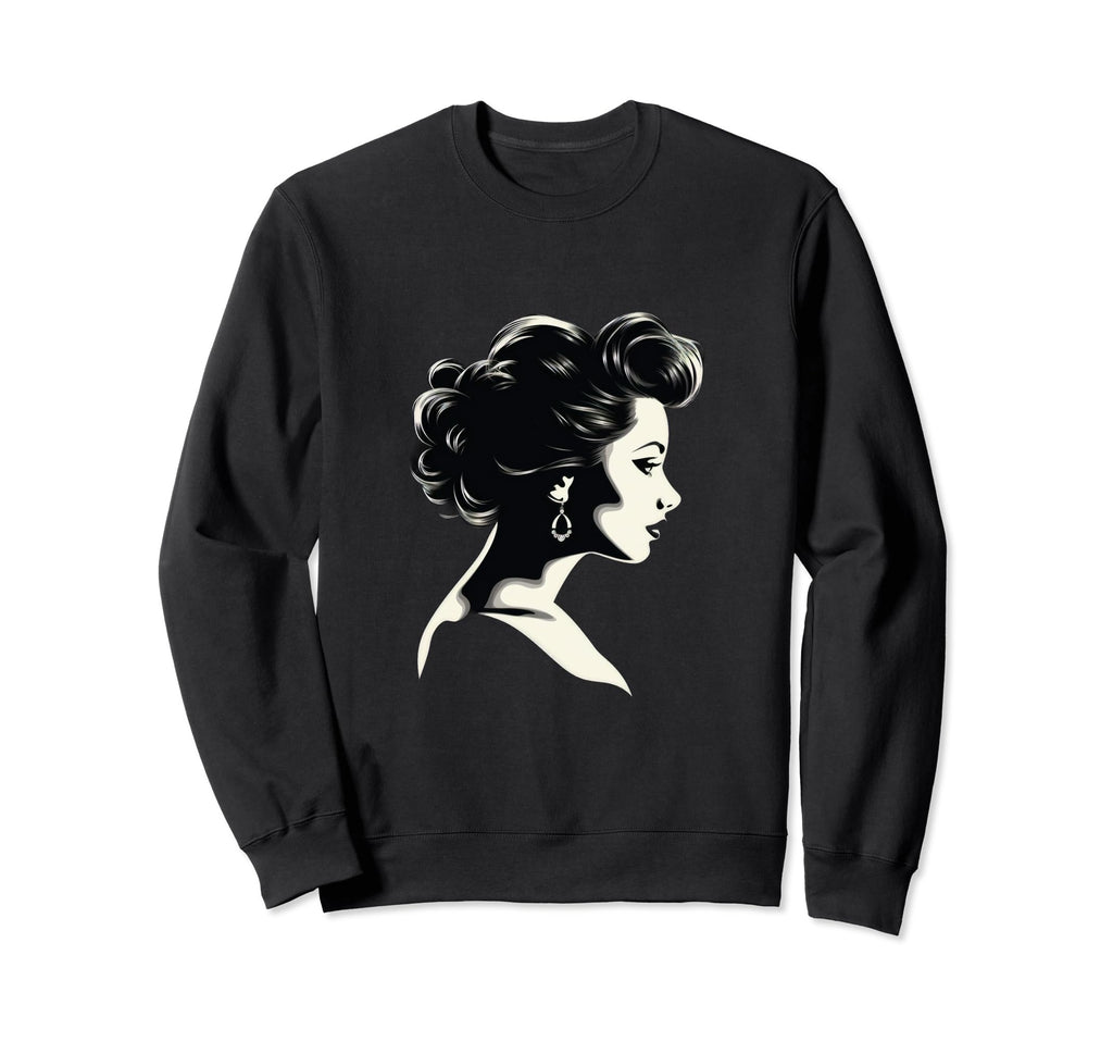 Pinup Hairstyle Silhouette Sweatshirt - Custom Art Print Unisex - T-Shirt, Sweatshirt, Hoodie