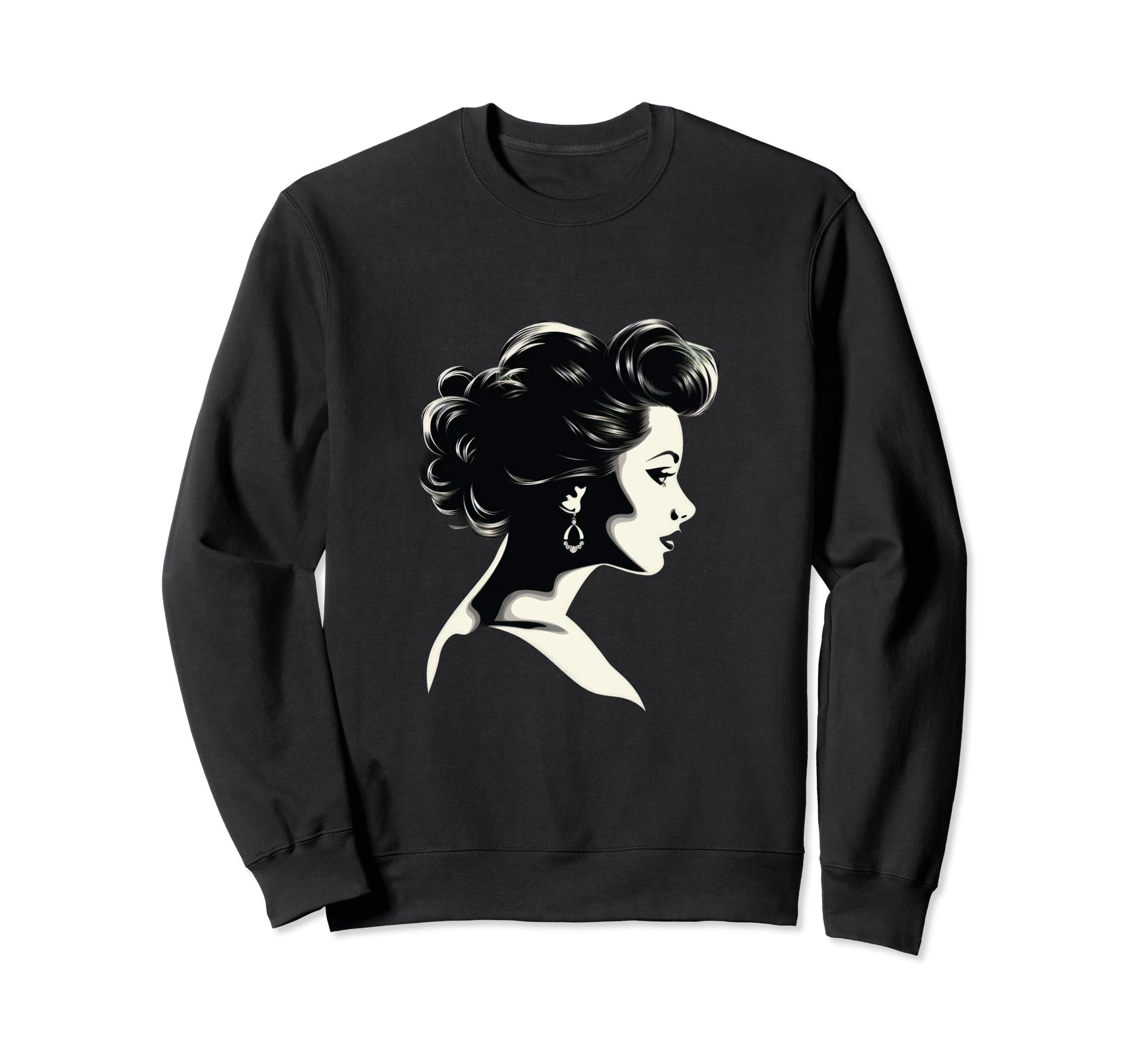 Pinup Hairstyle Silhouette Sweatshirt - Custom Art Print Unisex - T-Shirt, Sweatshirt, Hoodie