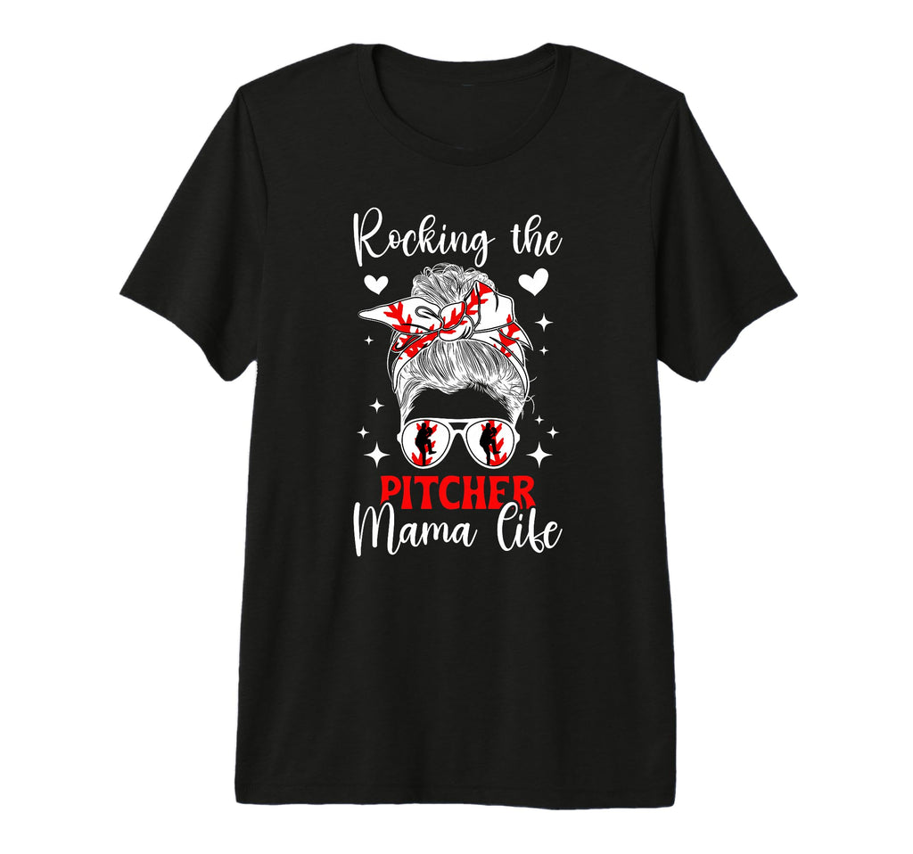 Baseball Pitcher Mama Life Mom Baseball T-Shirt - Custom Art Print Unisex - T-Shirt, Sweatshirt, Hoodie