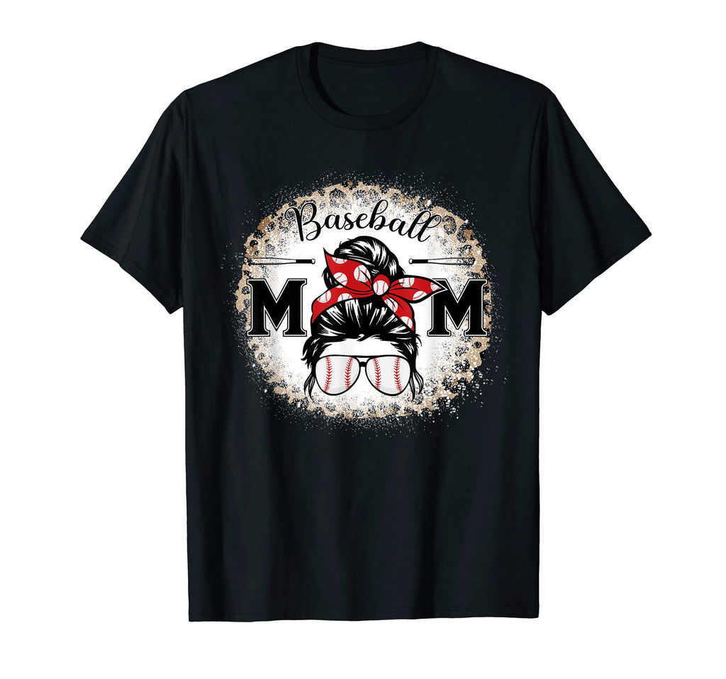 Baseball Mom Leopard Happy Mothers Day T-Shirt - Unique Graphic Unisex - T-Shirt, Sweatshirt, Hoodie