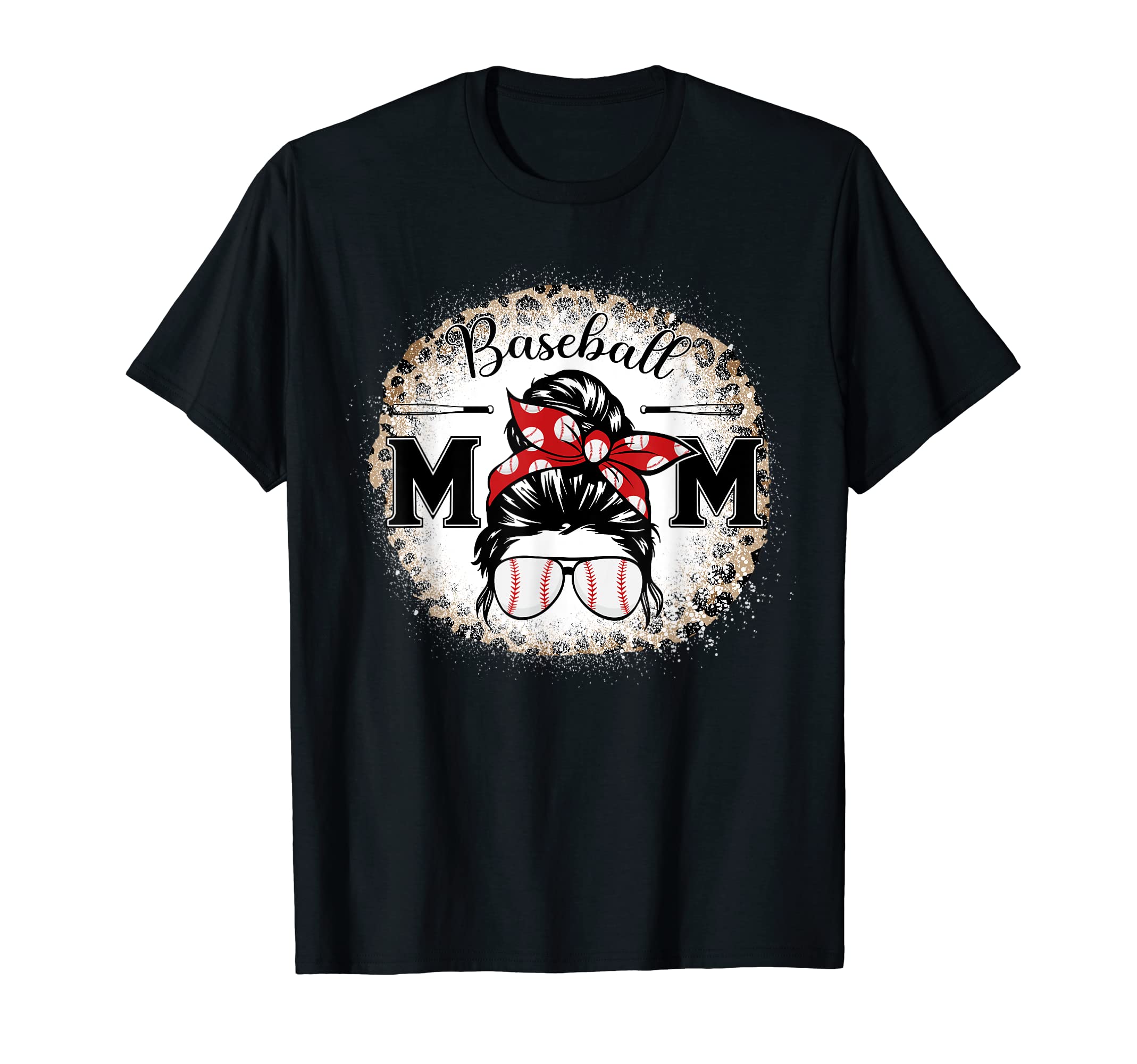 Baseball Mom Leopard Happy Mothers Day T-Shirt - Unique Graphic Unisex - T-Shirt, Sweatshirt, Hoodie
