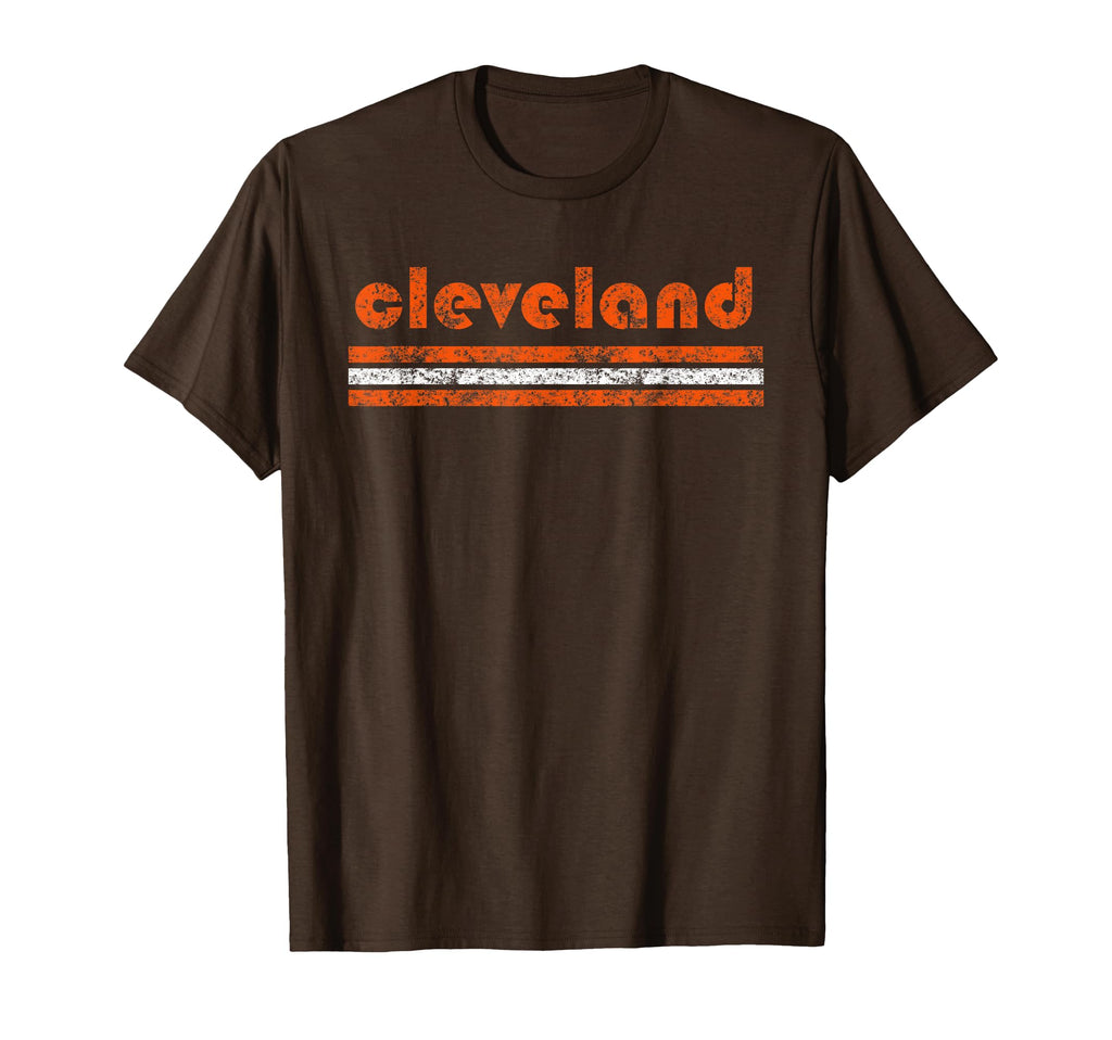 Cleveland Ohio Three Stripe Weathered T-Shirt - Unique Graphic for Adults - T-Shirt, Sweatshirt, Hoodie