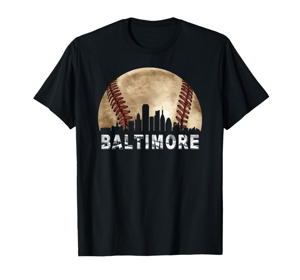 Baltimore Skyline Baseball Lover Tees T-Shirt - Graphic Print for Adults - T-Shirt, Sweatshirt, Hoodie