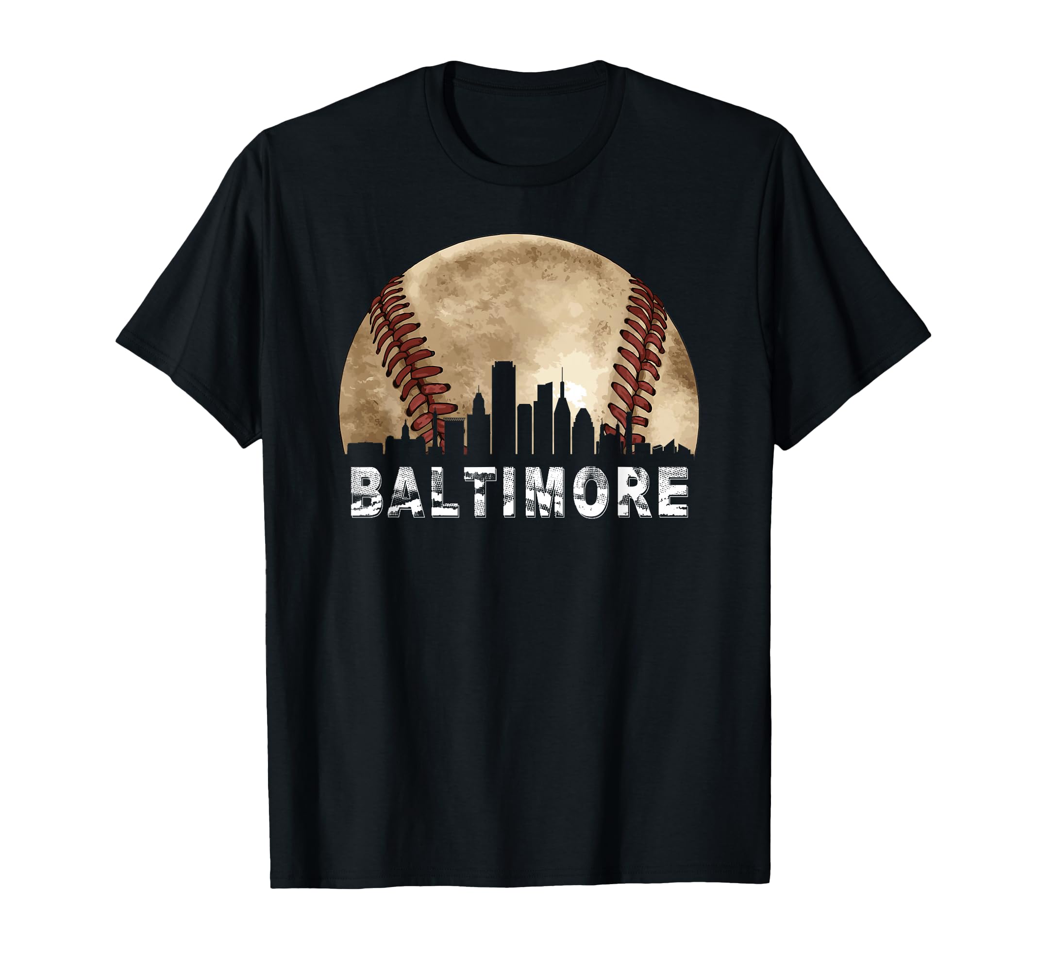 Baltimore Skyline Baseball Lover Tees T-Shirt - Graphic Print for Adults - T-Shirt, Sweatshirt, Hoodie