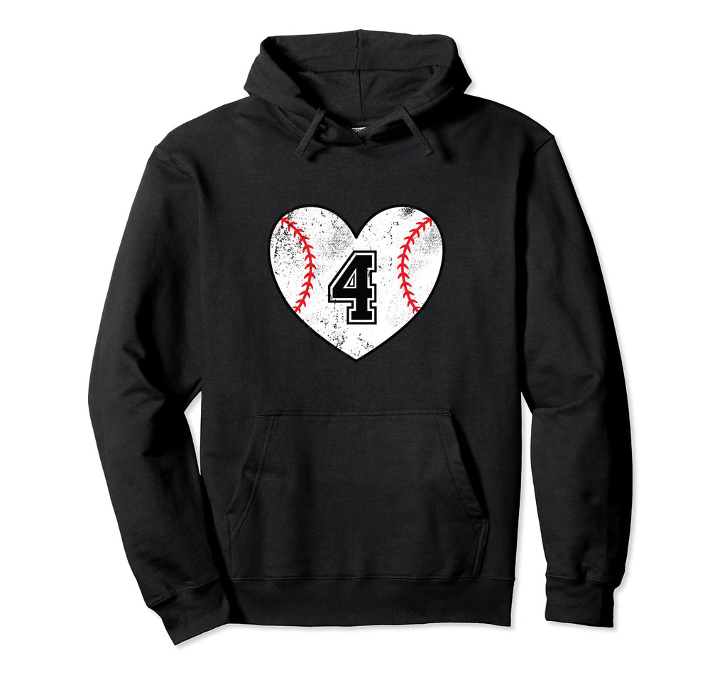 Baseball Heart Player 4 Baseball Hoodie - Fun Novelty Design for Adults - T-Shirt, Sweatshirt, Hoodie
