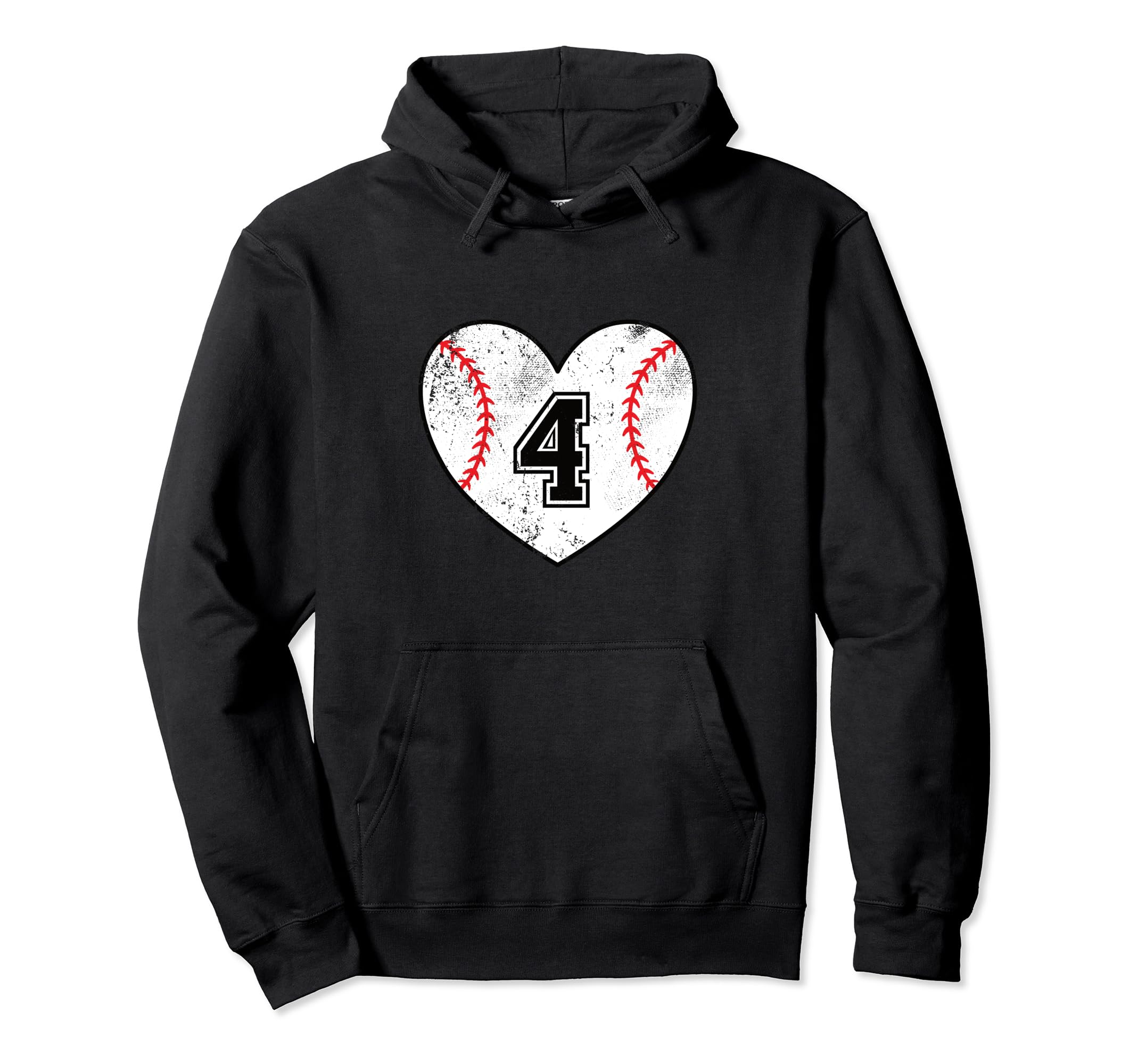 Baseball Heart Player 4 Baseball Hoodie - Fun Novelty Design for Adults - T-Shirt, Sweatshirt, Hoodie