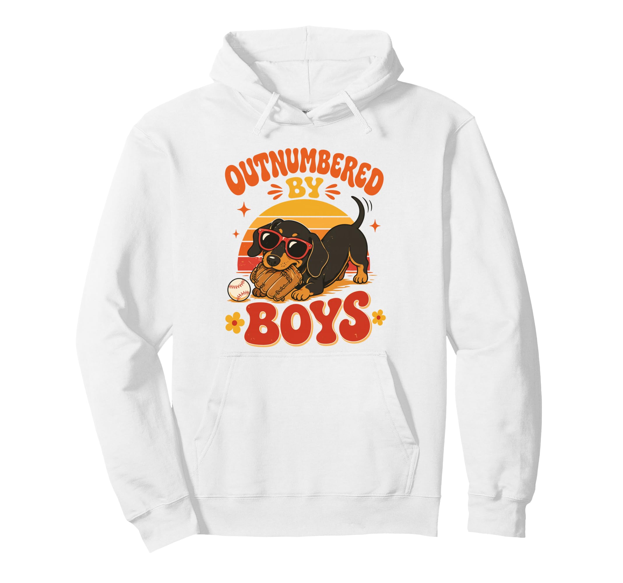 Outnumbered Baseball Mom Dachshund Hoodie - Novelty Apparel Unisex - T-Shirt, Sweatshirt, Hoodie