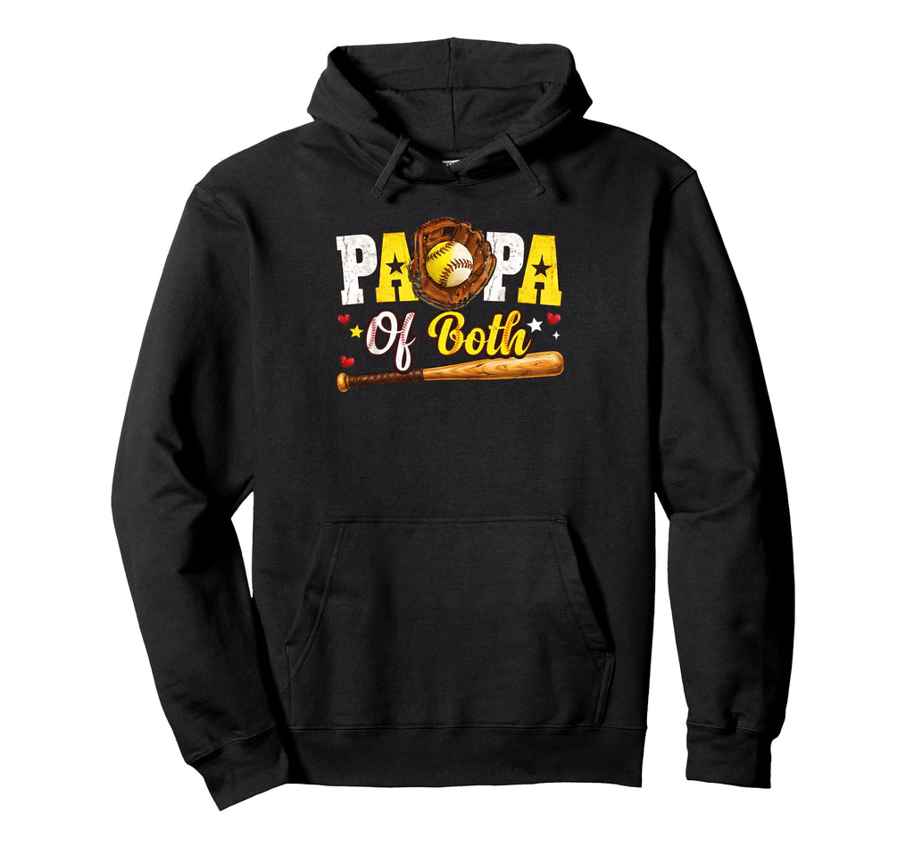 Papa Both Baseball Sooftball Dad Sports Hoodie - Aesthetic Graphic Unisex - T-Shirt, Sweatshirt, Hoodie