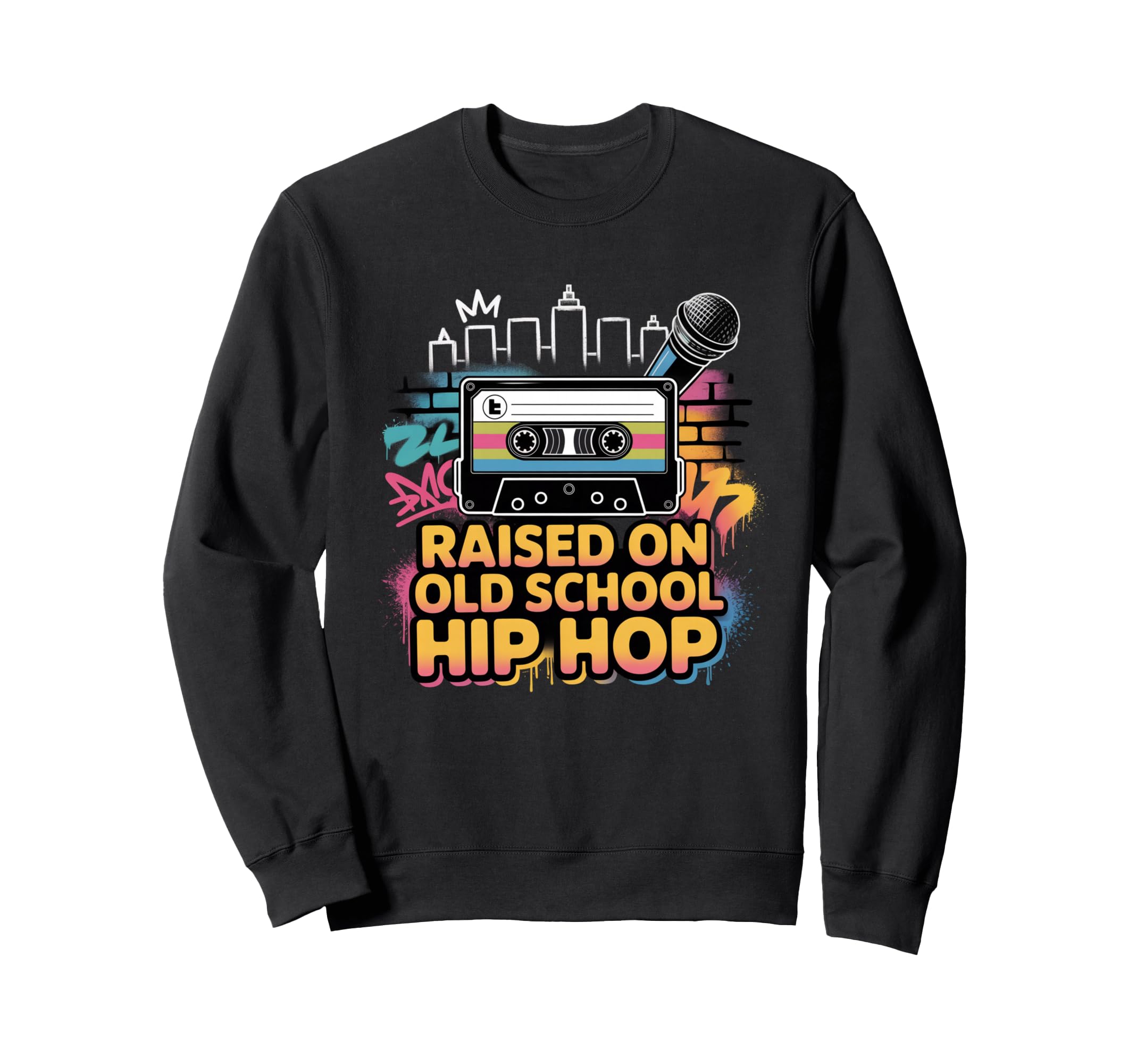 Raised Old School Hip Hop Cassette Sweatshirt - Streetwear Style Unisex - T-Shirt, Sweatshirt, Hoodie