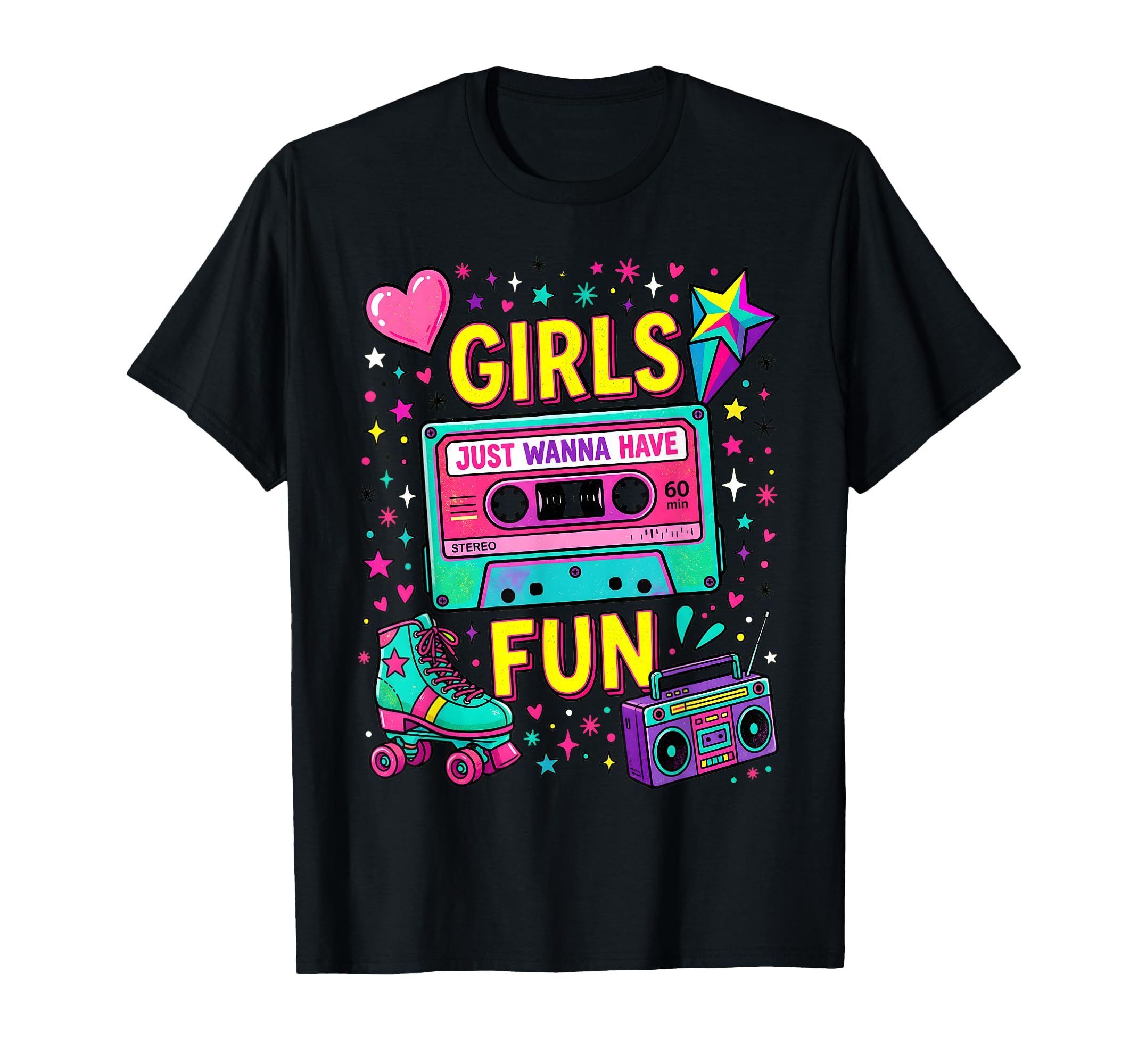 Vibrant 80S Cassette Tape And Roller T-Shirt - Custom Art Print for Adults - T-Shirt, Sweatshirt, Hoodie