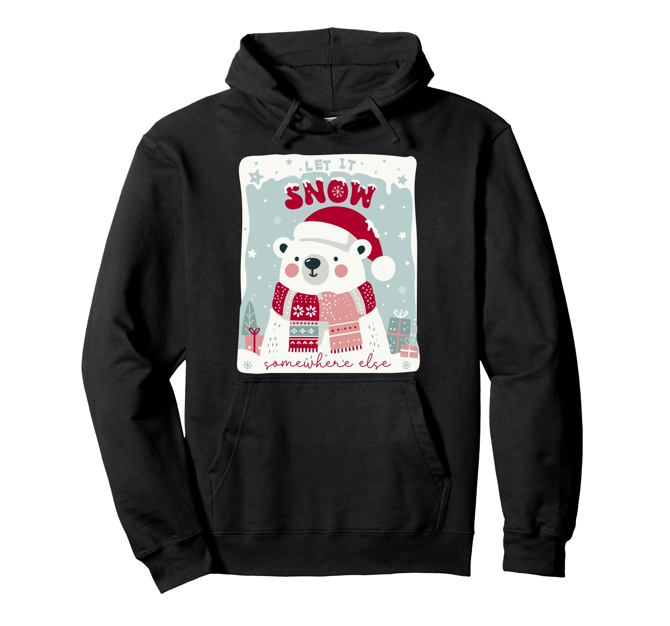 Polar Bear Snow Somewhere Else Boho Hoodie - Minimalist Print for Adults - T-Shirt, Sweatshirt, Hoodie