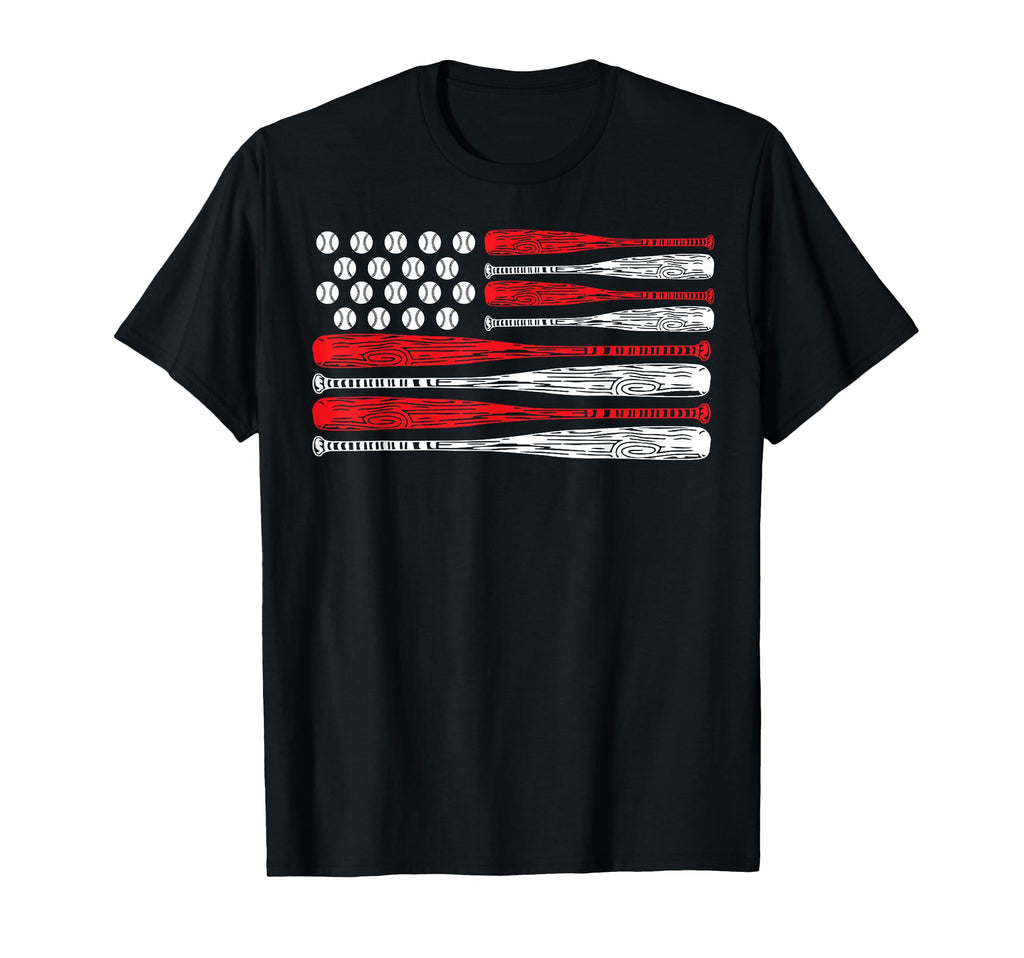 Baseball U S American Flag July 4Th Dad Mom T-Shirt - Trendy Graphic Unisex - T-Shirt, Sweatshirt, Hoodie