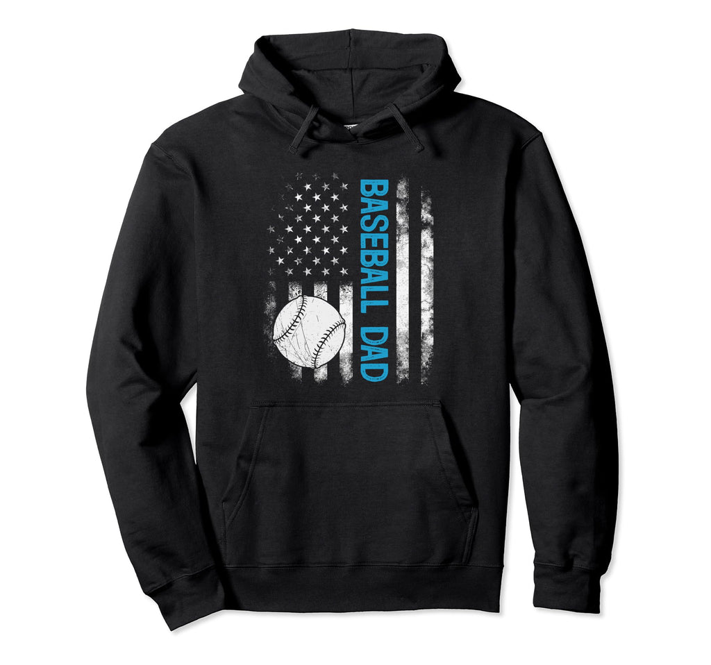 Baseball Dad American Flag Fathers Day Hoodie - Custom Art Print Men Women - T-Shirt, Sweatshirt, Hoodie