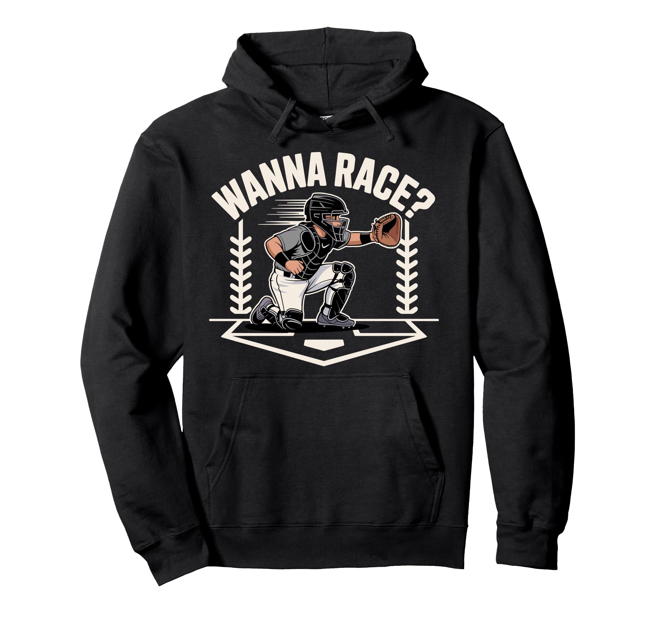 Funny Baseball Catcher Art Baseball Hoodie - Minimalist Print Men Women - T-Shirt, Sweatshirt, Hoodie