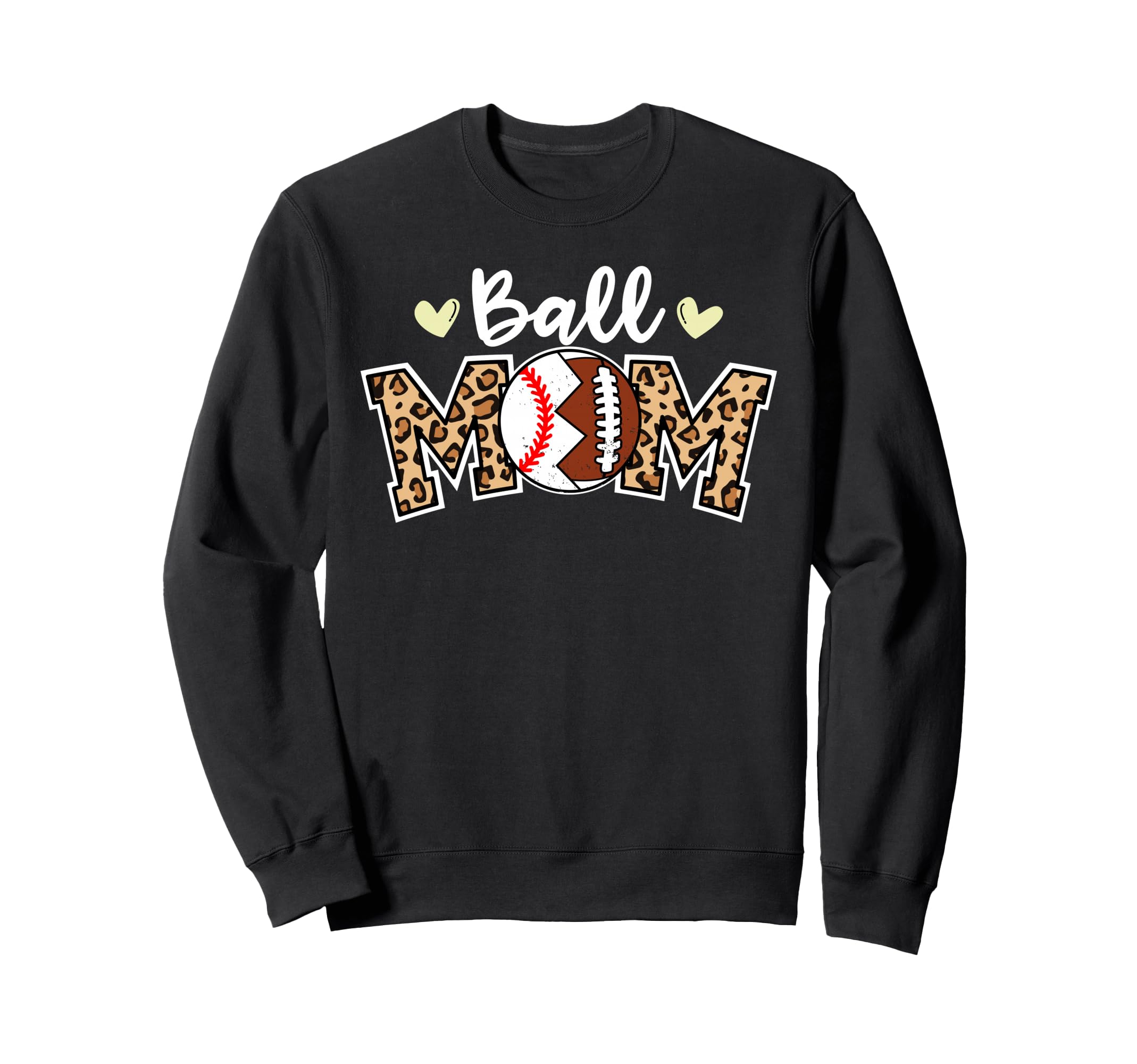 Ball Mom Leopard Funny Football Sweatshirt - Aesthetic Graphic Unisex - T-Shirt, Sweatshirt, Hoodie