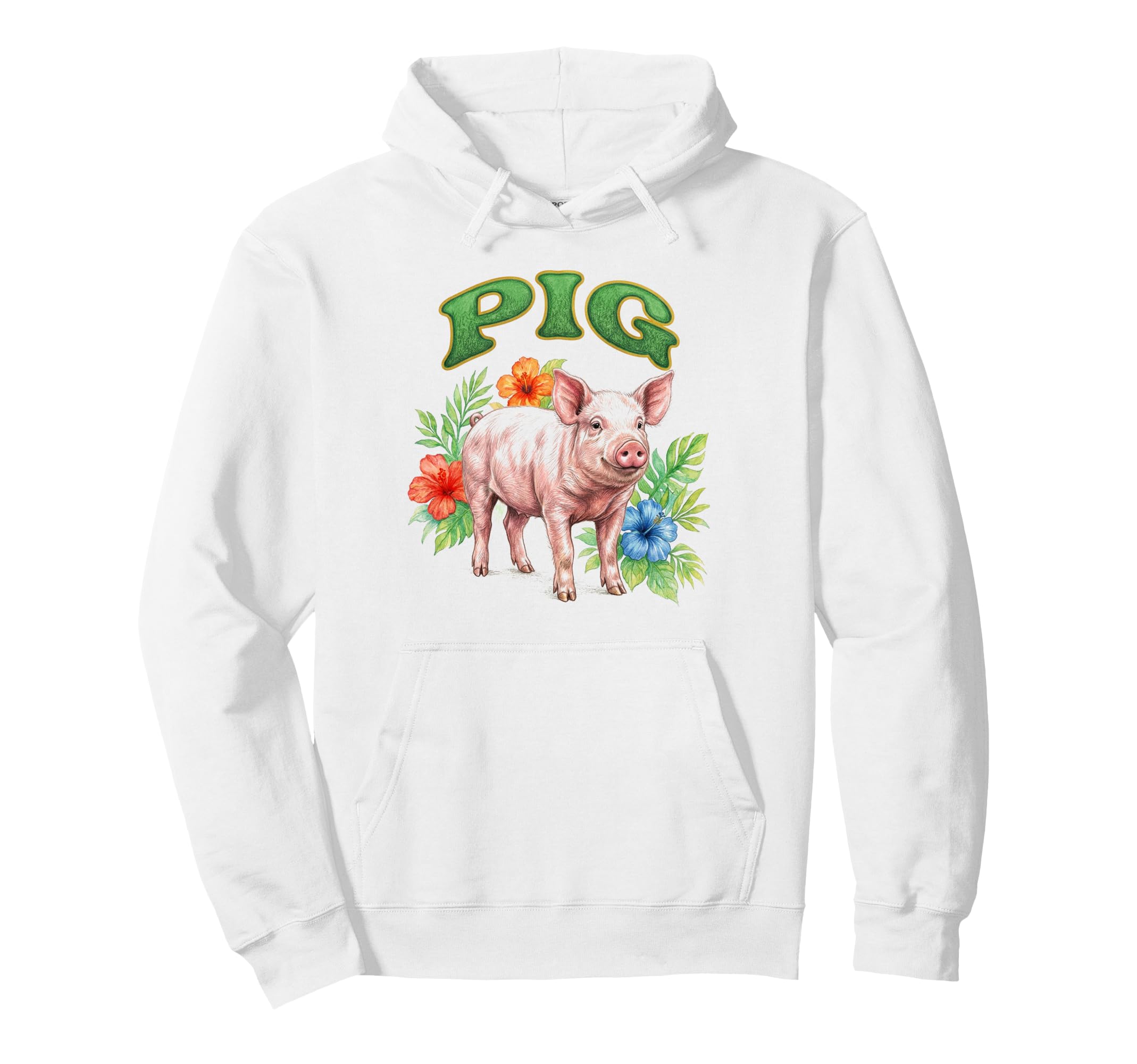 Pig Groovy Floral Pig Watercolor Hoodie - Casual Everyday Wear for Adults - T-Shirt, Sweatshirt, Hoodie