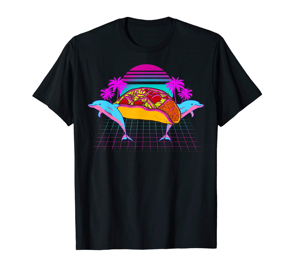 90S 80S Dolphin Taco Vaporwave Aesthetic T-Shirt - Unique Graphic Unisex - T-Shirt, Sweatshirt, Hoodie