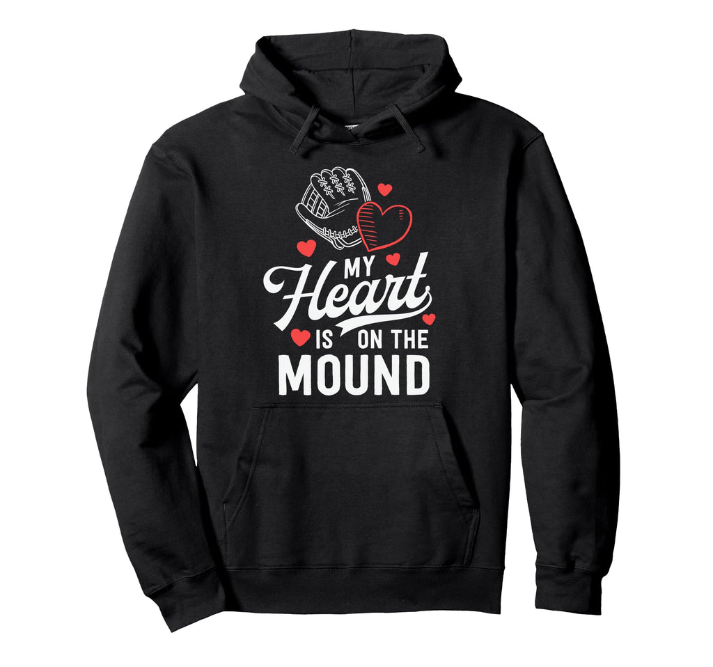 Mom Baseball Gift My Heart Is Mound Hoodie - Aesthetic Graphic Men Women - T-Shirt, Sweatshirt, Hoodie