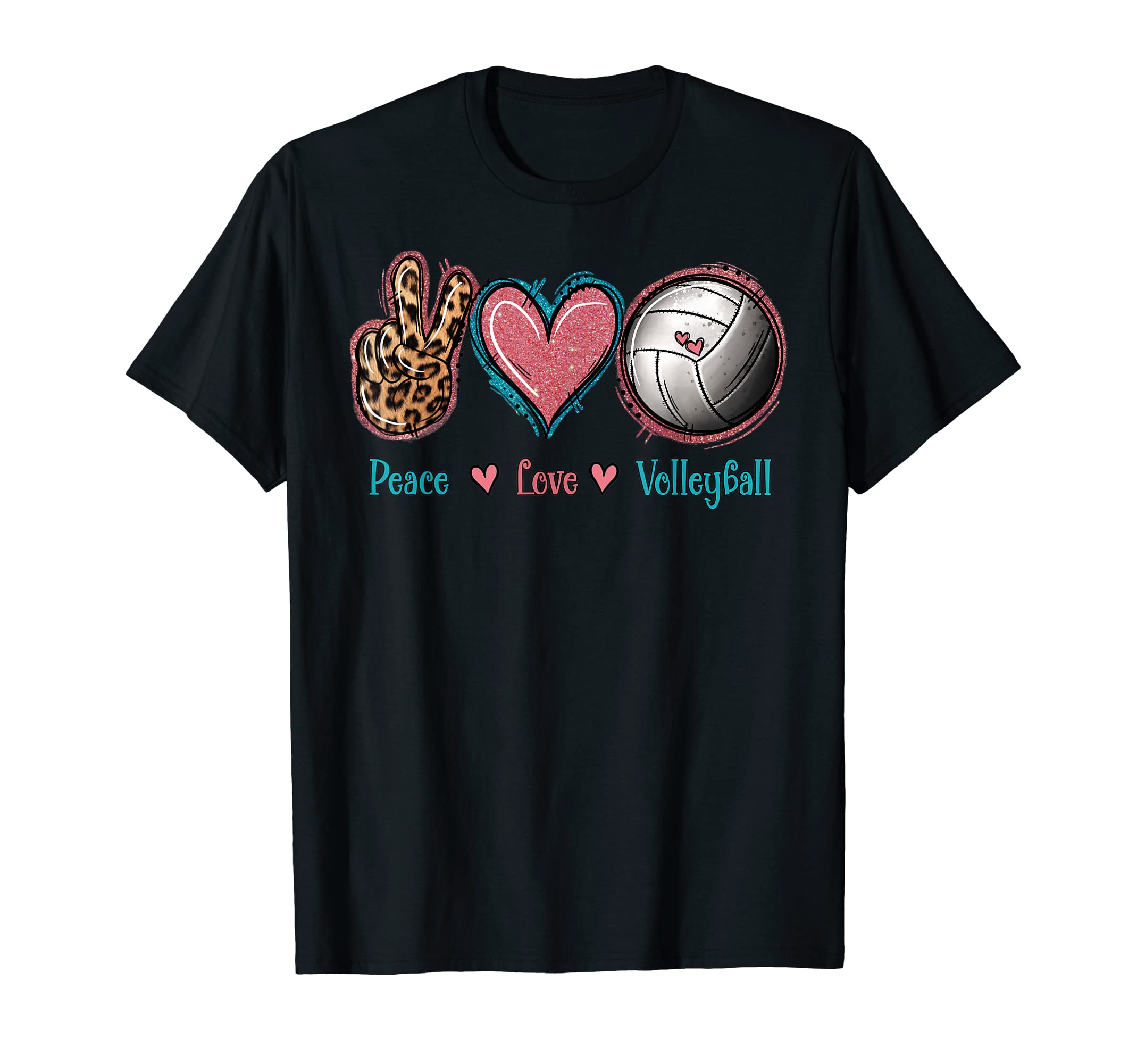 Peace Love Volleyball T-Shirt - Aesthetic Graphic for Adults - T-Shirt, Sweatshirt, Hoodie