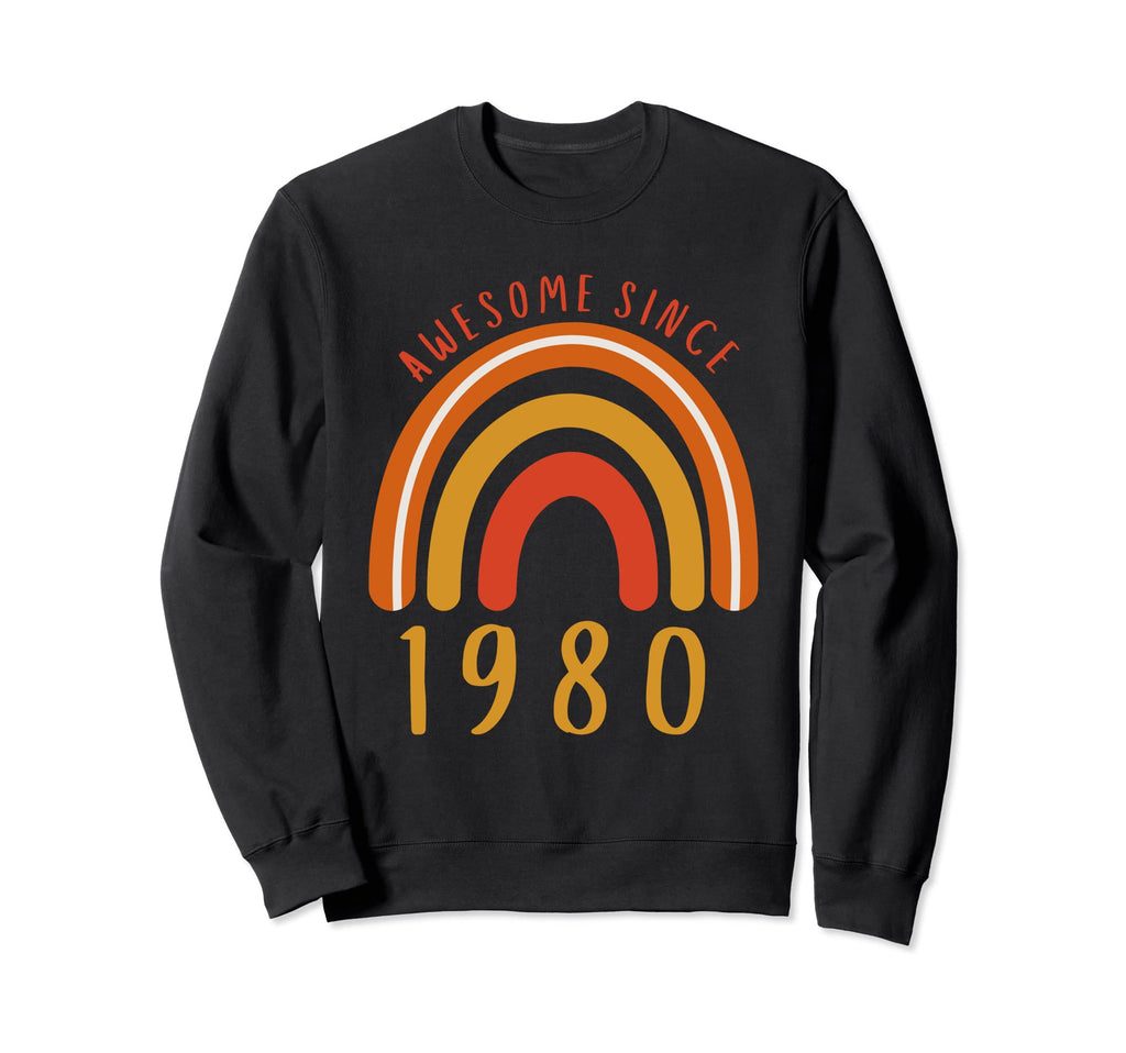 Awesome Since 1980 Boho Rainbow Sweatshirt - Minimalist Print Men Women - T-Shirt, Sweatshirt, Hoodie