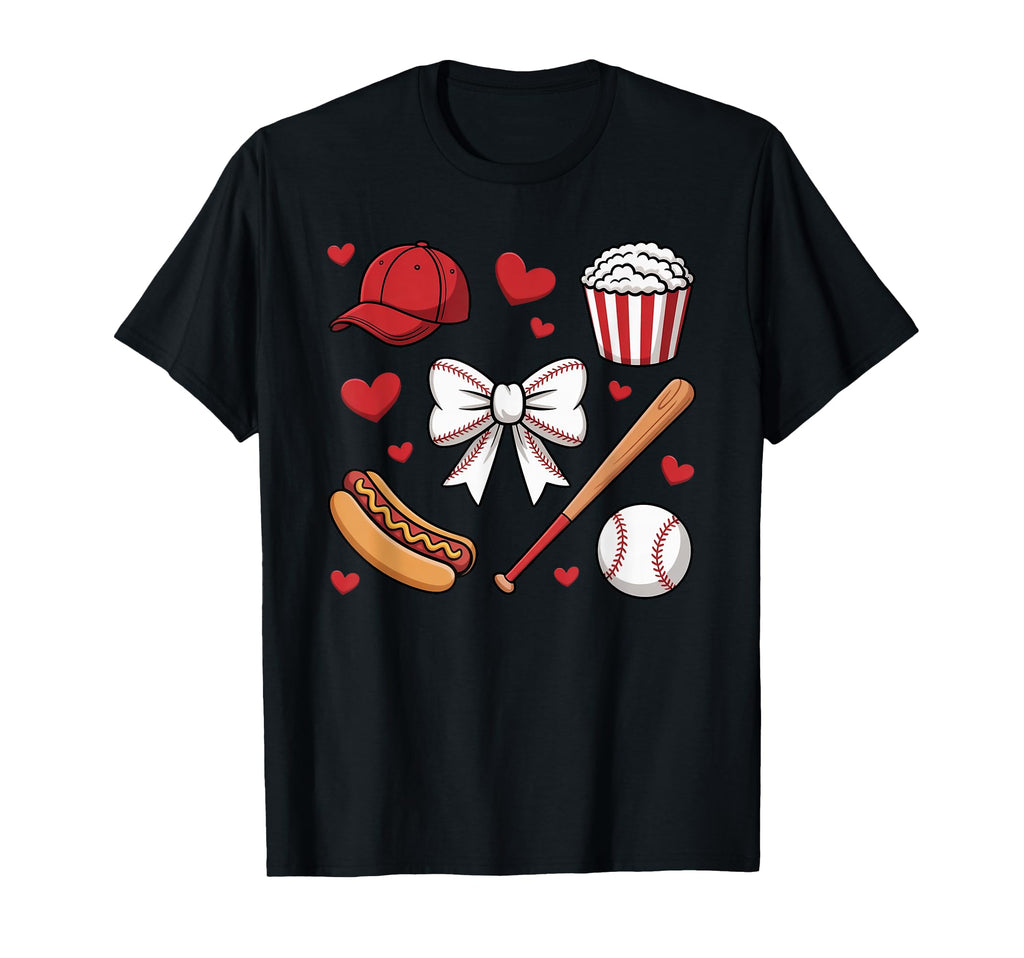 Coquette Bow Baseball Game Day Cheer T-Shirt - Unique Graphic Men Women - T-Shirt, Sweatshirt, Hoodie