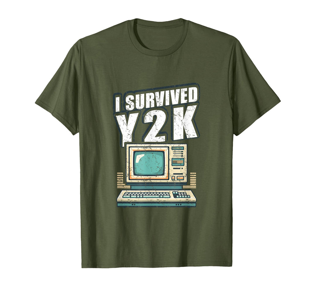 Aesthetic I Survived Y2K Computer T-Shirt - Streetwear Style for Adults - T-Shirt, Sweatshirt, Hoodie