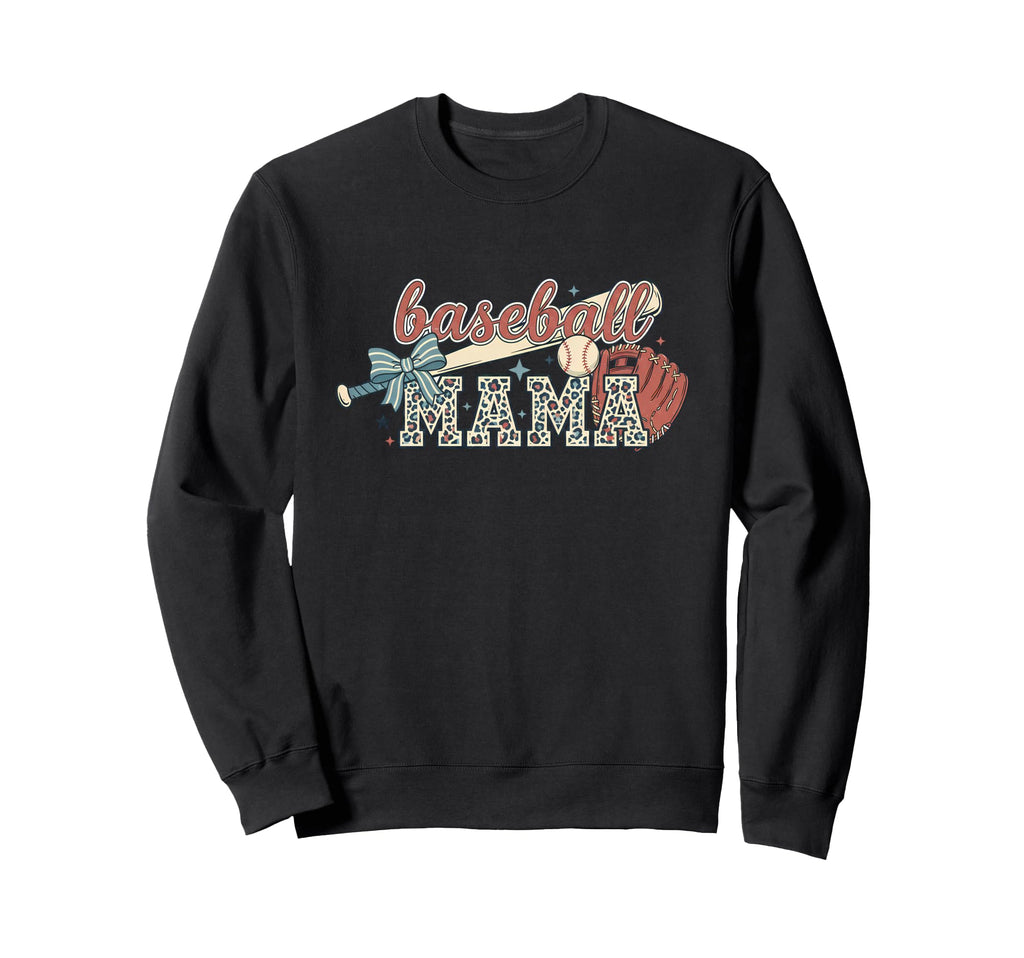 Baseball Mama Leopard Sweatshirt - Graphic Print Unisex - T-Shirt, Sweatshirt, Hoodie