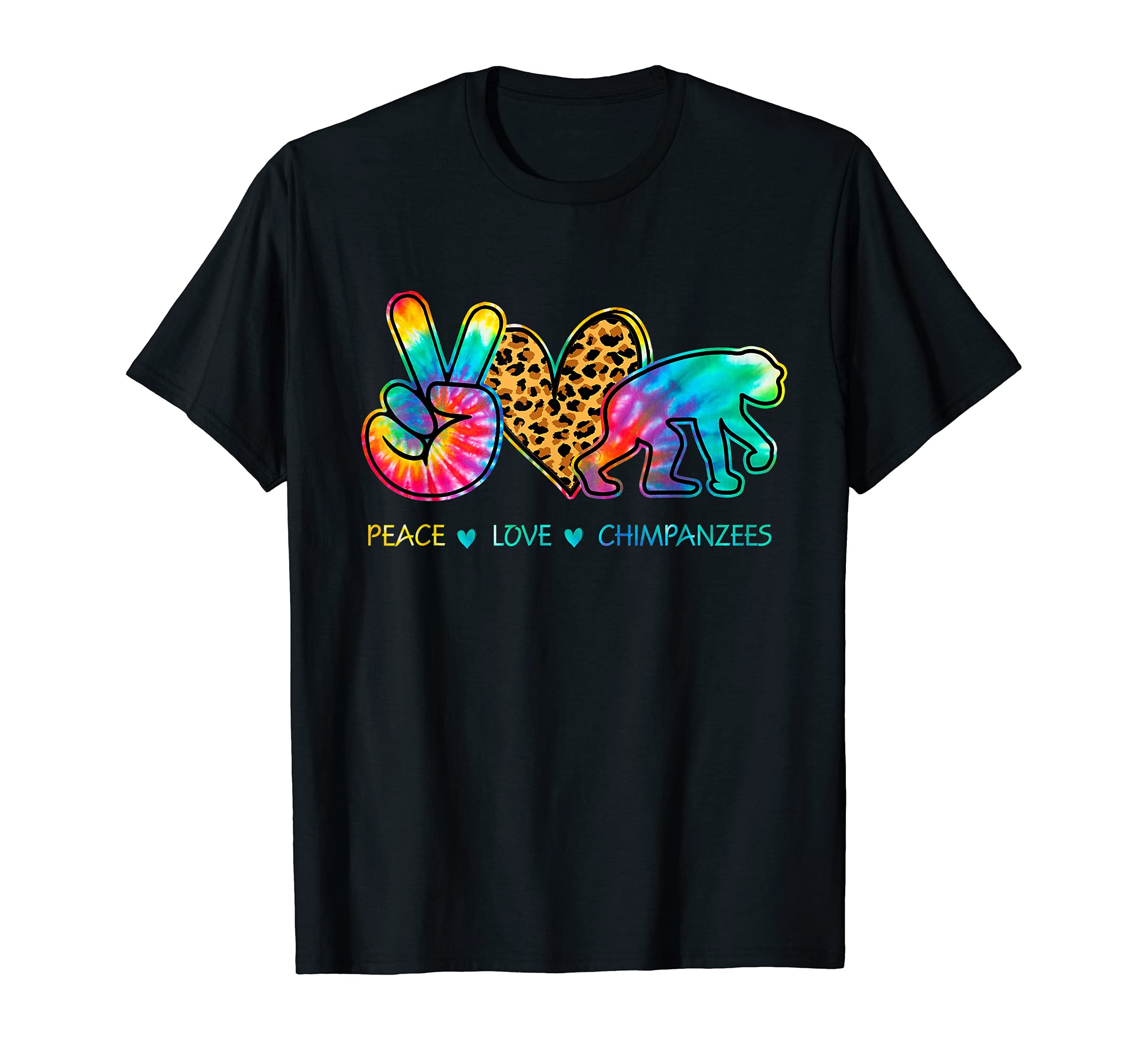 Peace Love Chimpanzees Tie Dye T-Shirt - Trendy Graphic Men Women - T-Shirt, Sweatshirt, Hoodie