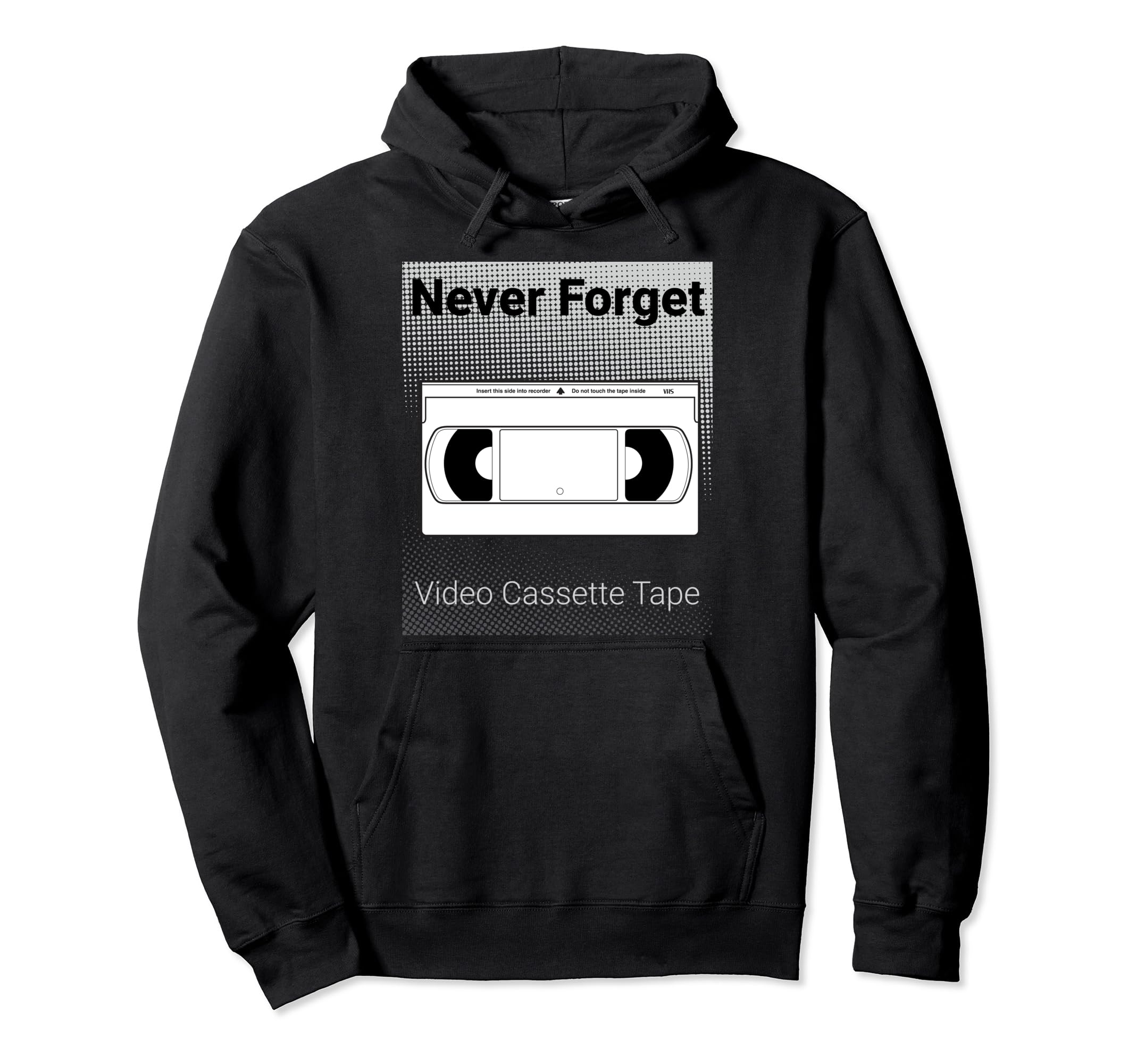 Never Forget Video Cassette Tape Hoodie - Trendy Graphic for Adults - T-Shirt, Sweatshirt, Hoodie