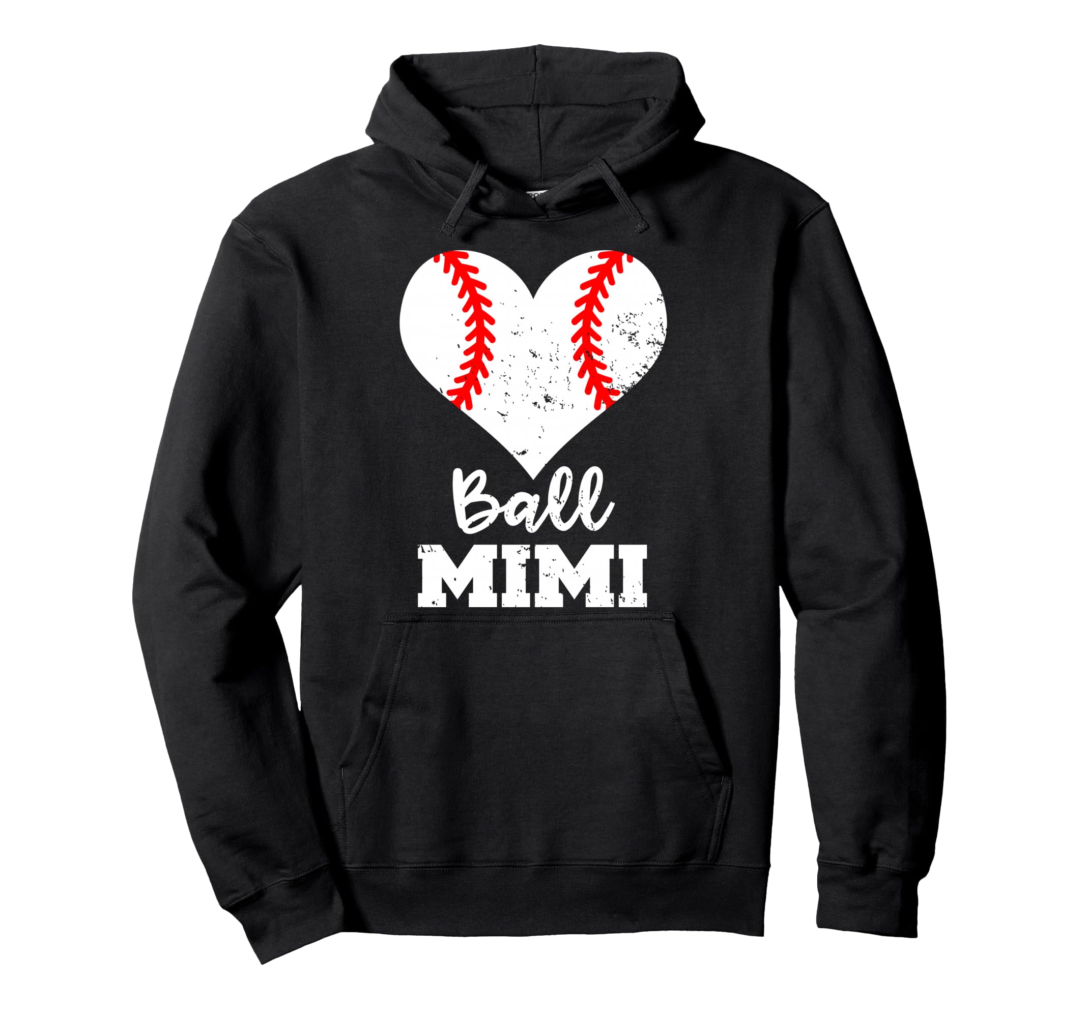 Ball Mimi Funny Baseball Heart Hoodie - Novelty Apparel Unisex - T-Shirt, Sweatshirt, Hoodie