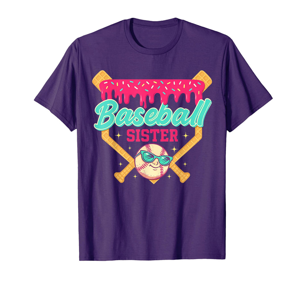 Baseball Sister Ice Cream Drip T-Shirt - Trendy Graphic for Adults - T-Shirt, Sweatshirt, Hoodie