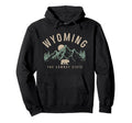 Wyoming Cowboy State Mountains Bear Nature Hoodie - Unique Graphic Unisex - T-Shirt, Sweatshirt, Hoodie