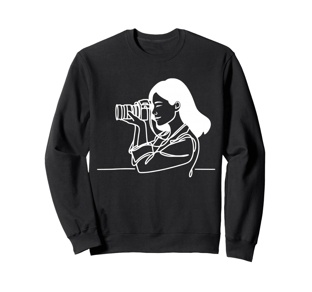 Camera Line Art Photography Sweatshirt - Aesthetic Graphic Unisex - T-Shirt, Sweatshirt, Hoodie