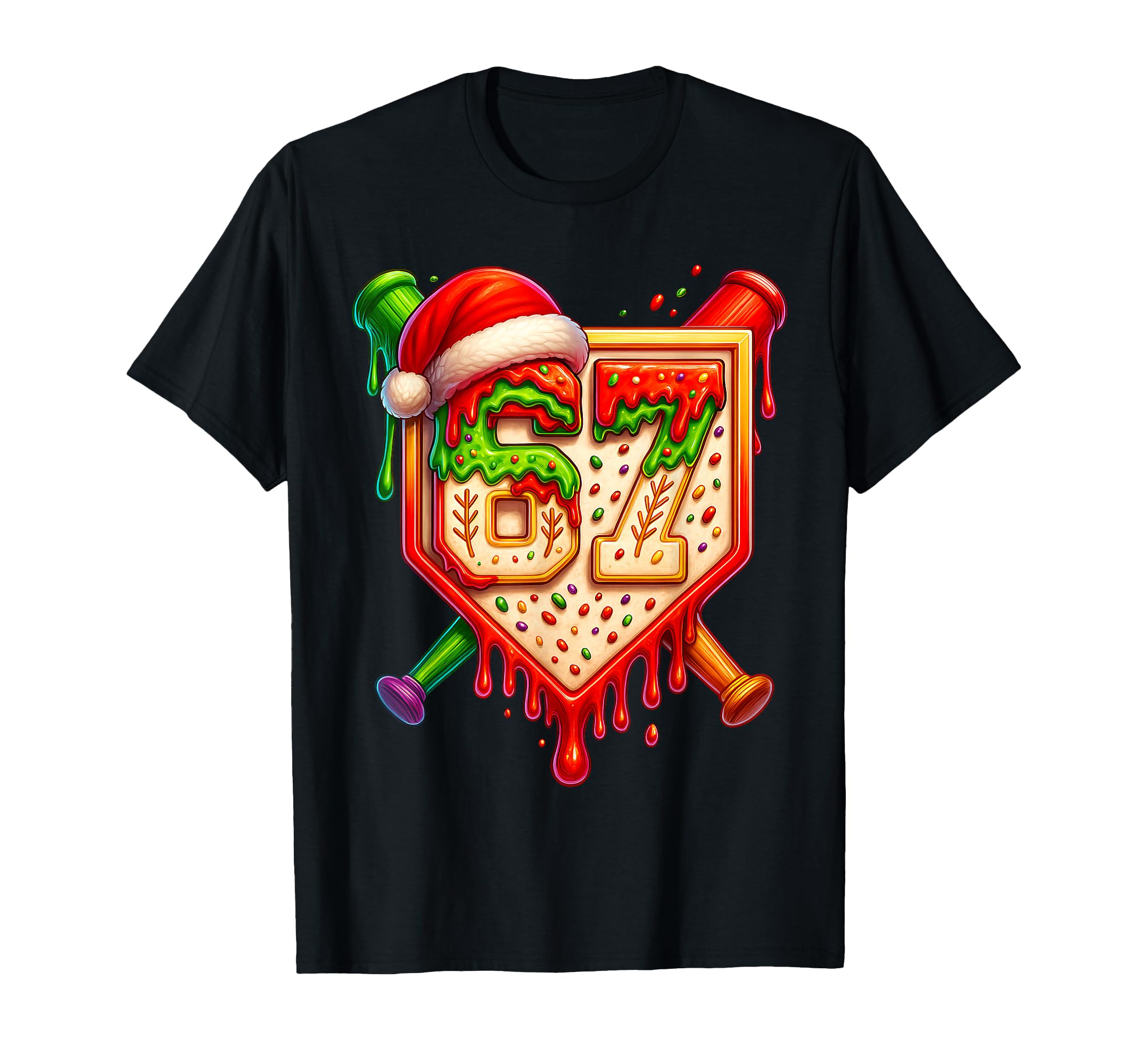 Baseball Ice Cream Drip Number 67 Six T-Shirt - Graphic Print Men Women - T-Shirt, Sweatshirt, Hoodie