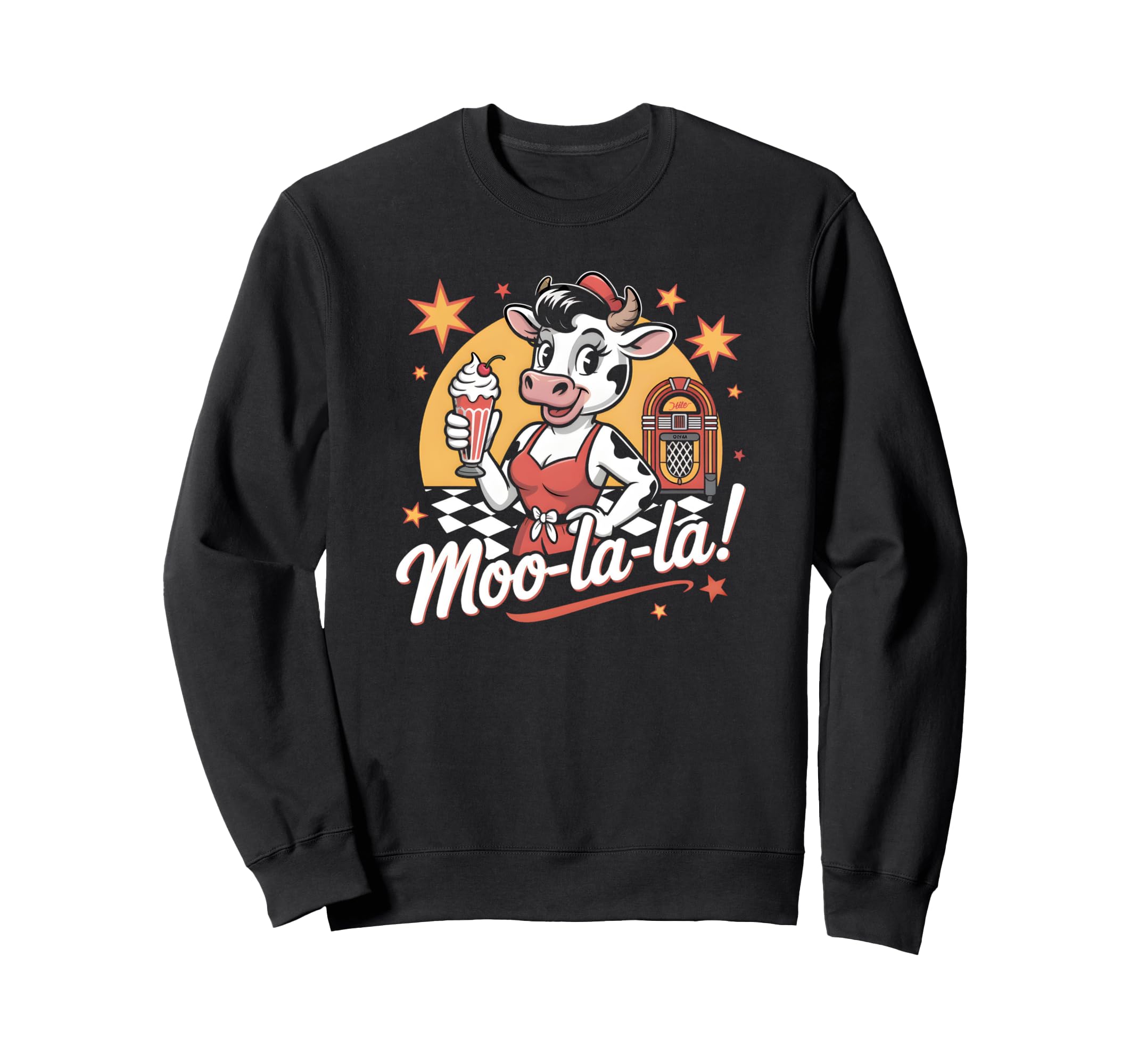 Moo La La Cow Milkshake Diner Sweatshirt - Casual Everyday Wear Unisex - T-Shirt, Sweatshirt, Hoodie