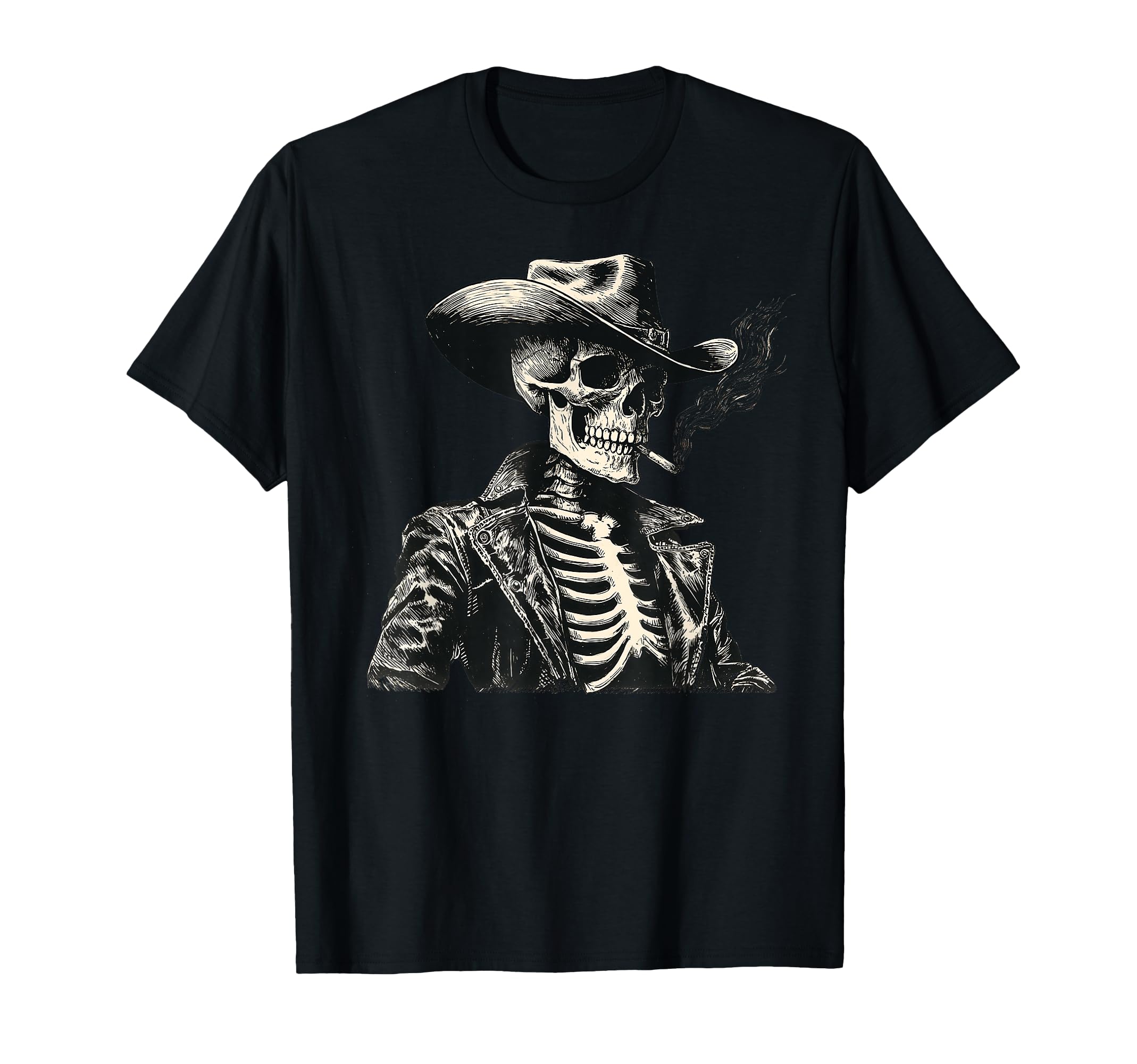 Rodeo Western Cowboy Skeleton Cigarette T-Shirt - Streetwear Style Unisex - T-Shirt, Sweatshirt, Hoodie