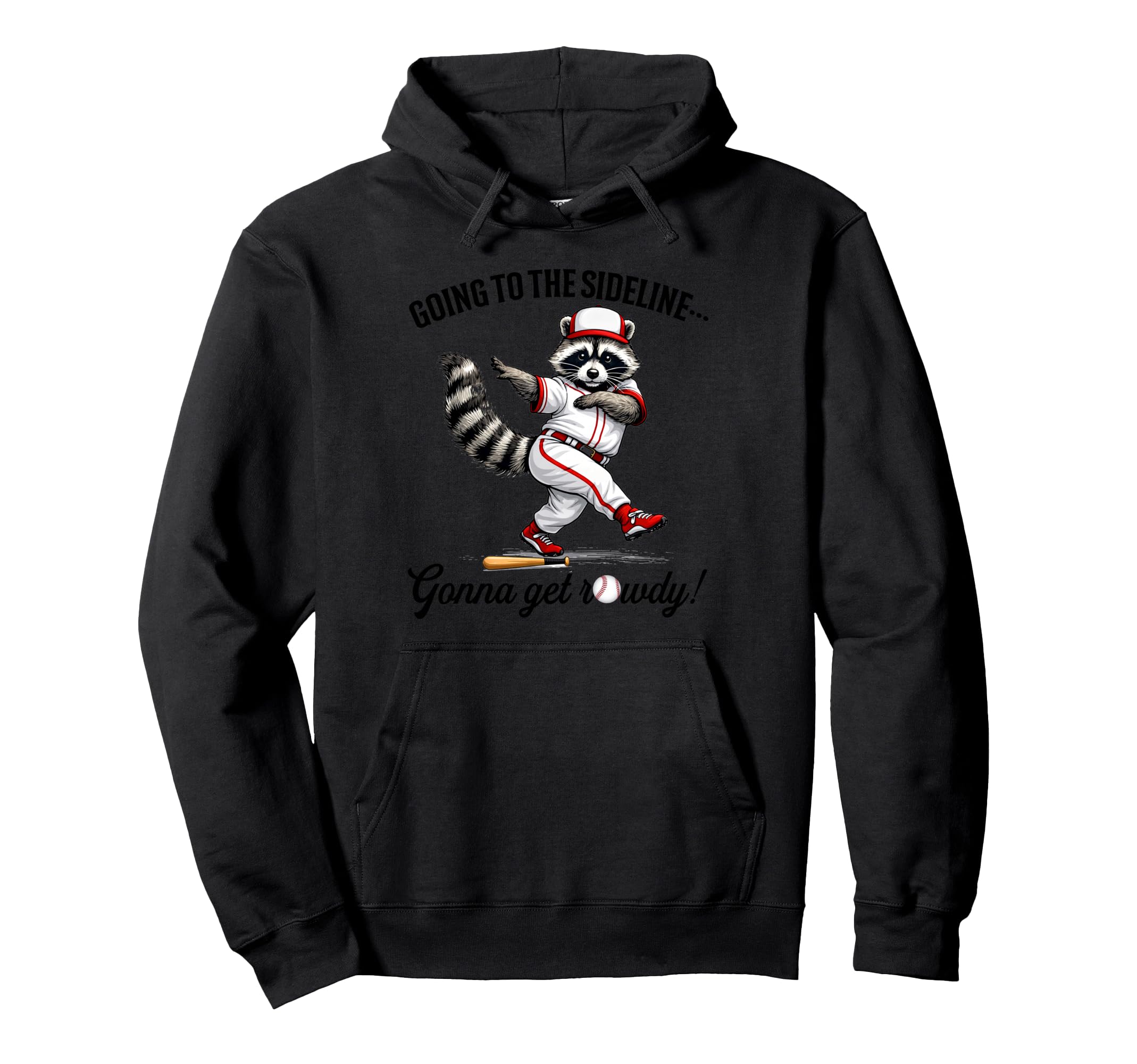 Baseball Mom Racoon Going To Sideline Hoodie - Aesthetic Graphic Unisex - T-Shirt, Sweatshirt, Hoodie