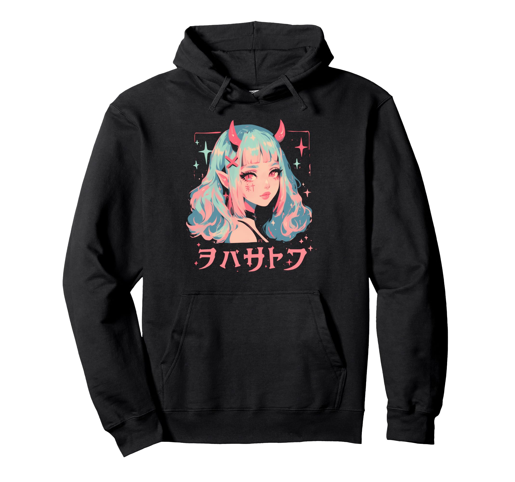 Goth Grunge Demon Anime Waifu Hoodie - Casual Everyday Wear for Adults - T-Shirt, Sweatshirt, Hoodie