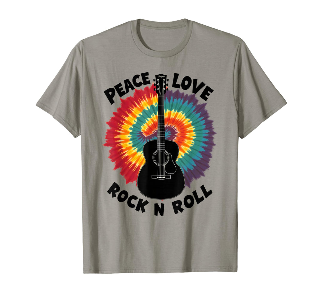 Tie Dye Peace Love Rock N Roll Guitar T-Shirt - Novelty Apparel for Adults - T-Shirt, Sweatshirt, Hoodie