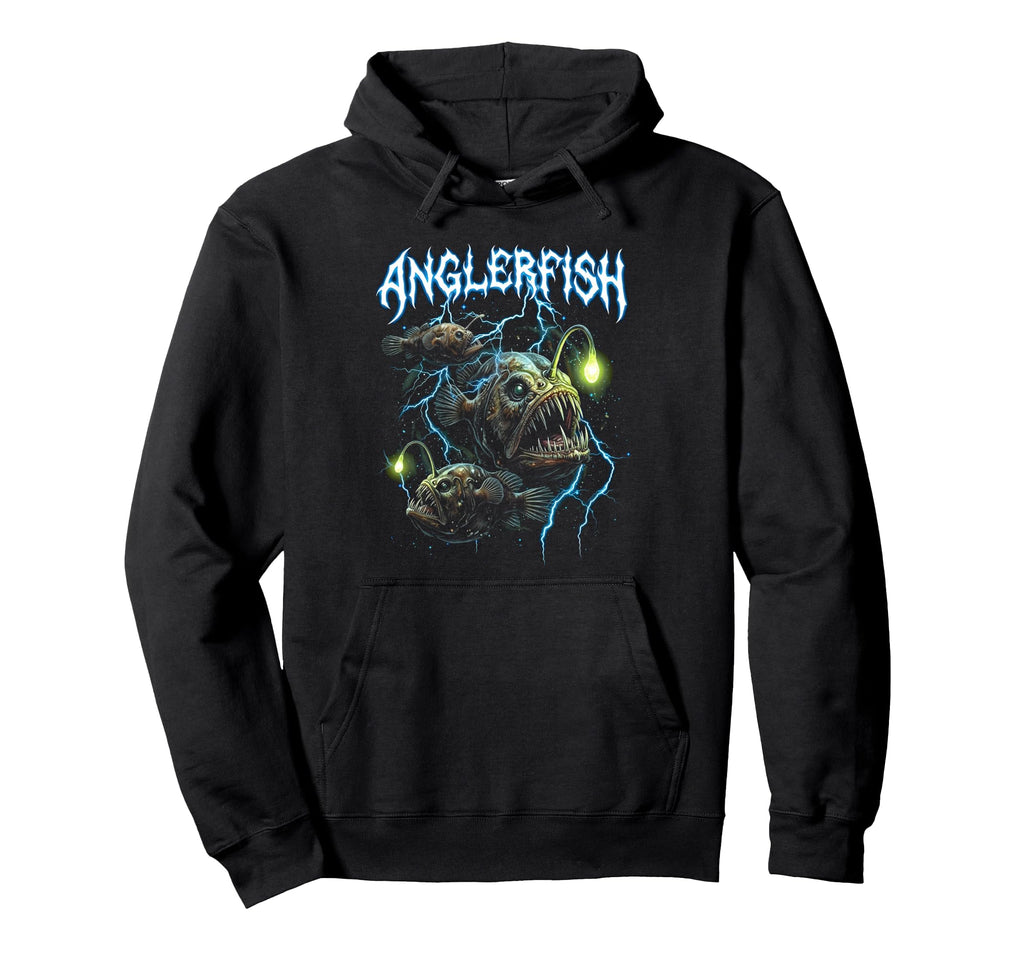 Anglerfish 90S Funny Heavy Metal Hoodie - Fun Novelty Design for Adults - T-Shirt, Sweatshirt, Hoodie